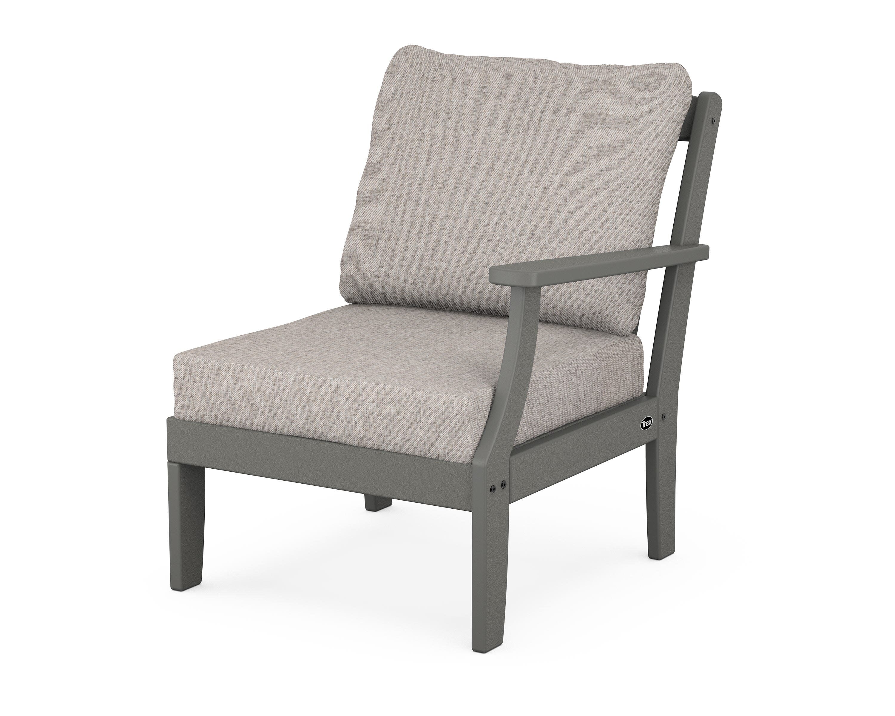 Yacht Club Modular Right Arm Chair in Stepping Stone / Weathered Tweed