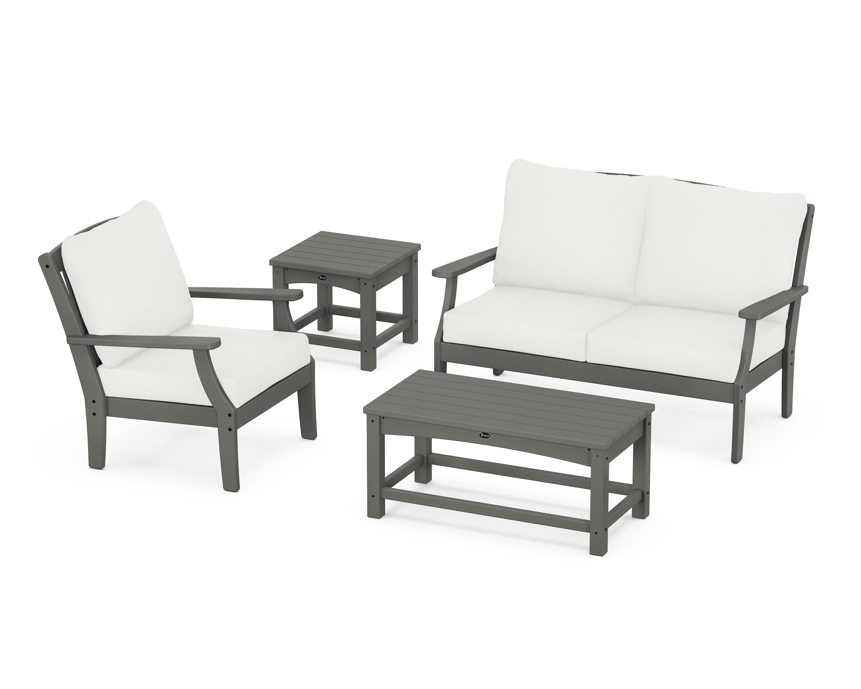 Yacht Club 4-Piece Deep Seating Set in Stepping Stone / Natural Linen