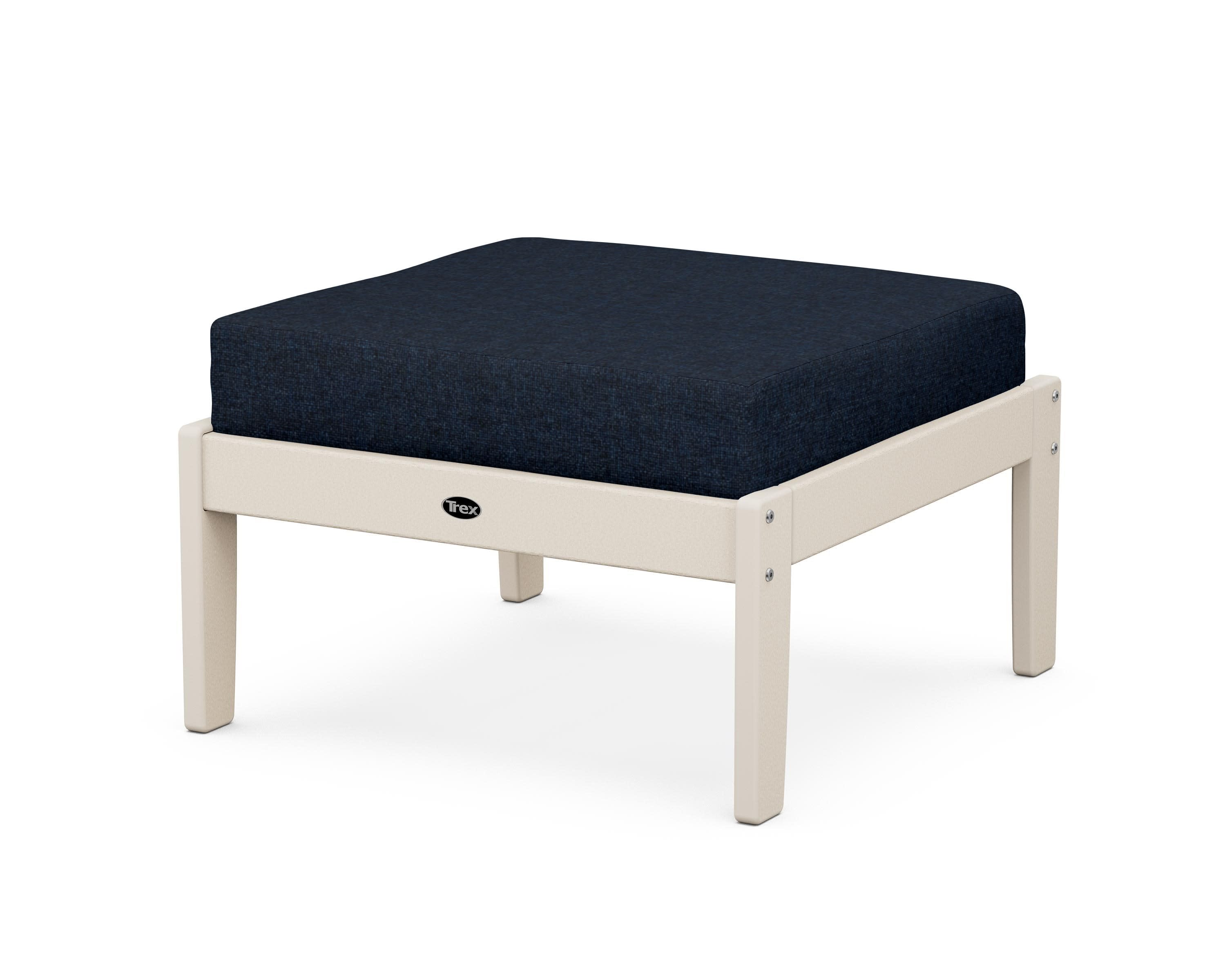Yacht Club Deep Seating Ottoman in Sand Castle / Marine Indigo