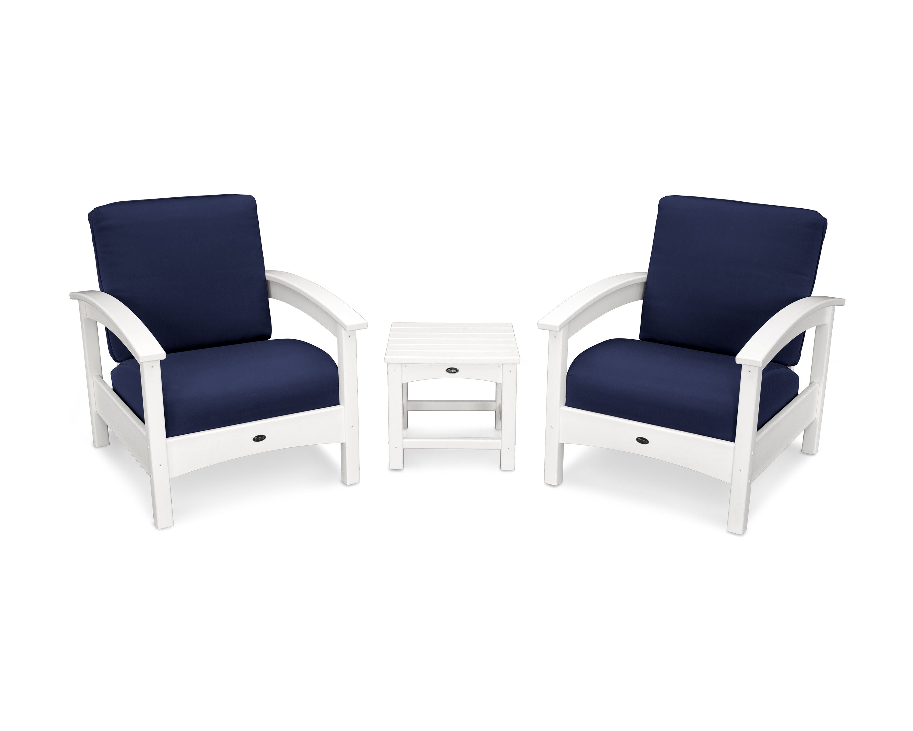 Rockport Club 3-Piece Deep Seating Conversation Set in Classic White / Navy