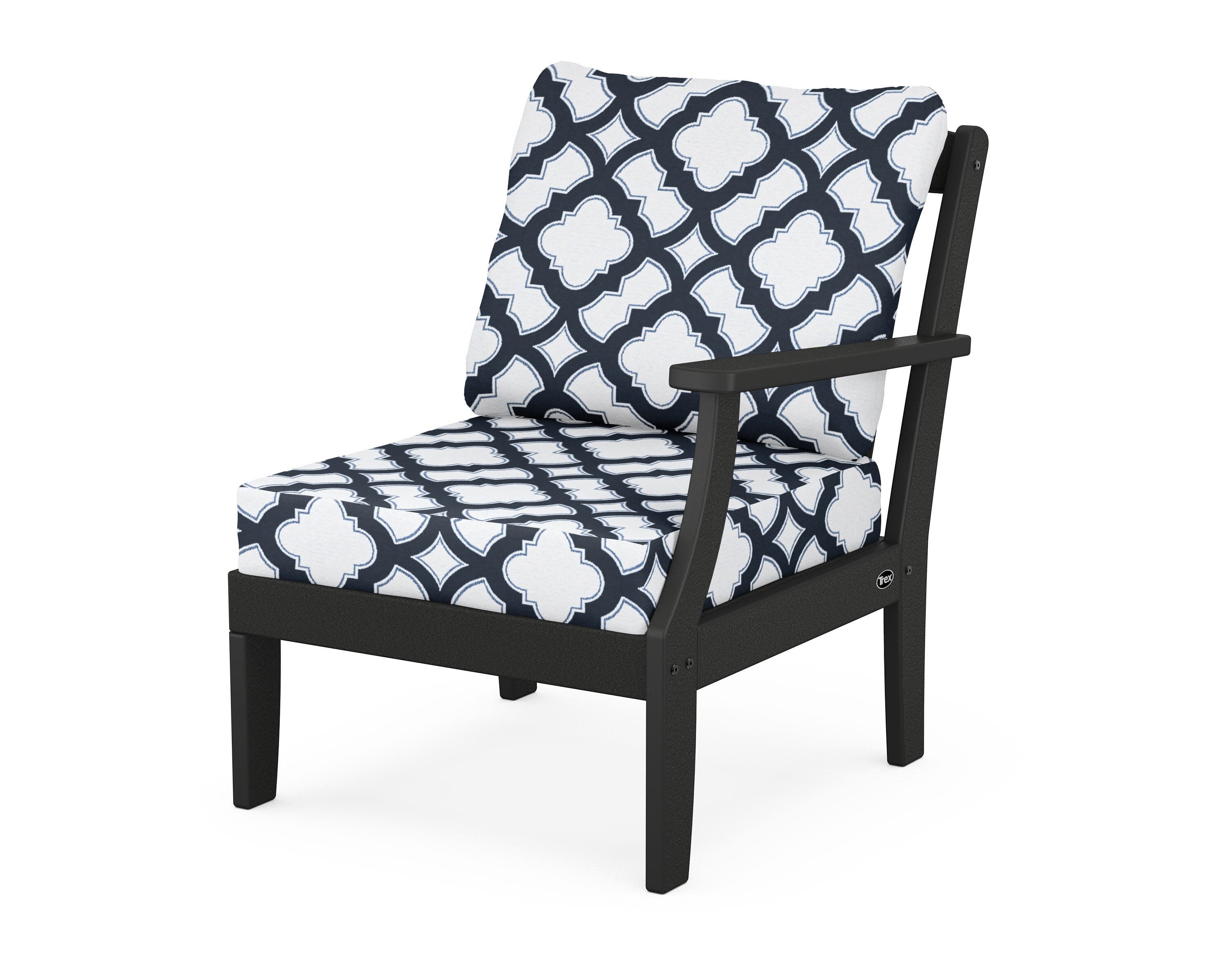 Yacht Club Modular Right Arm Chair in Charcoal Black / Trellis Marine Indigo
