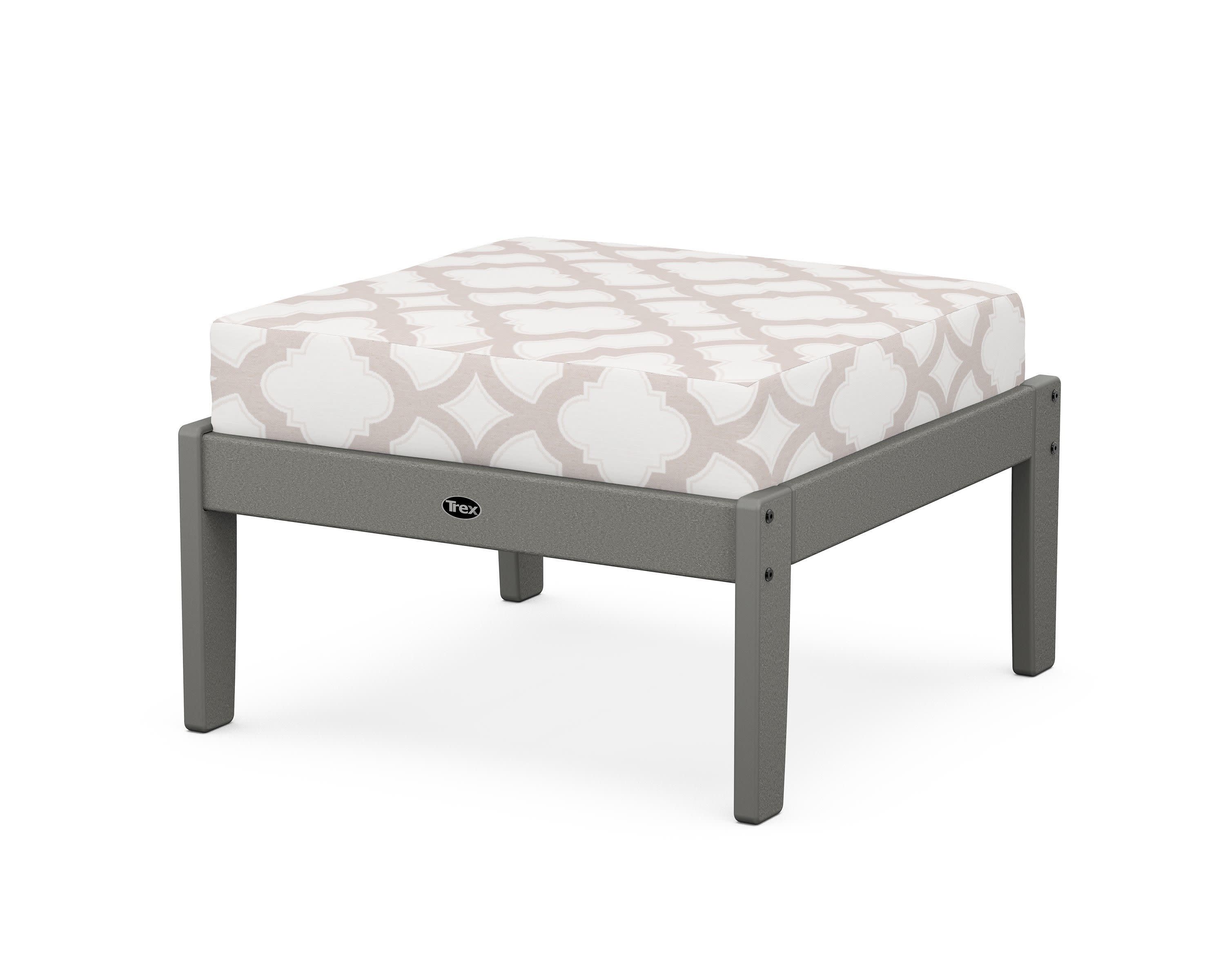 Yacht Club Deep Seating Ottoman in Stepping Stone / Trellis Dune Burlap