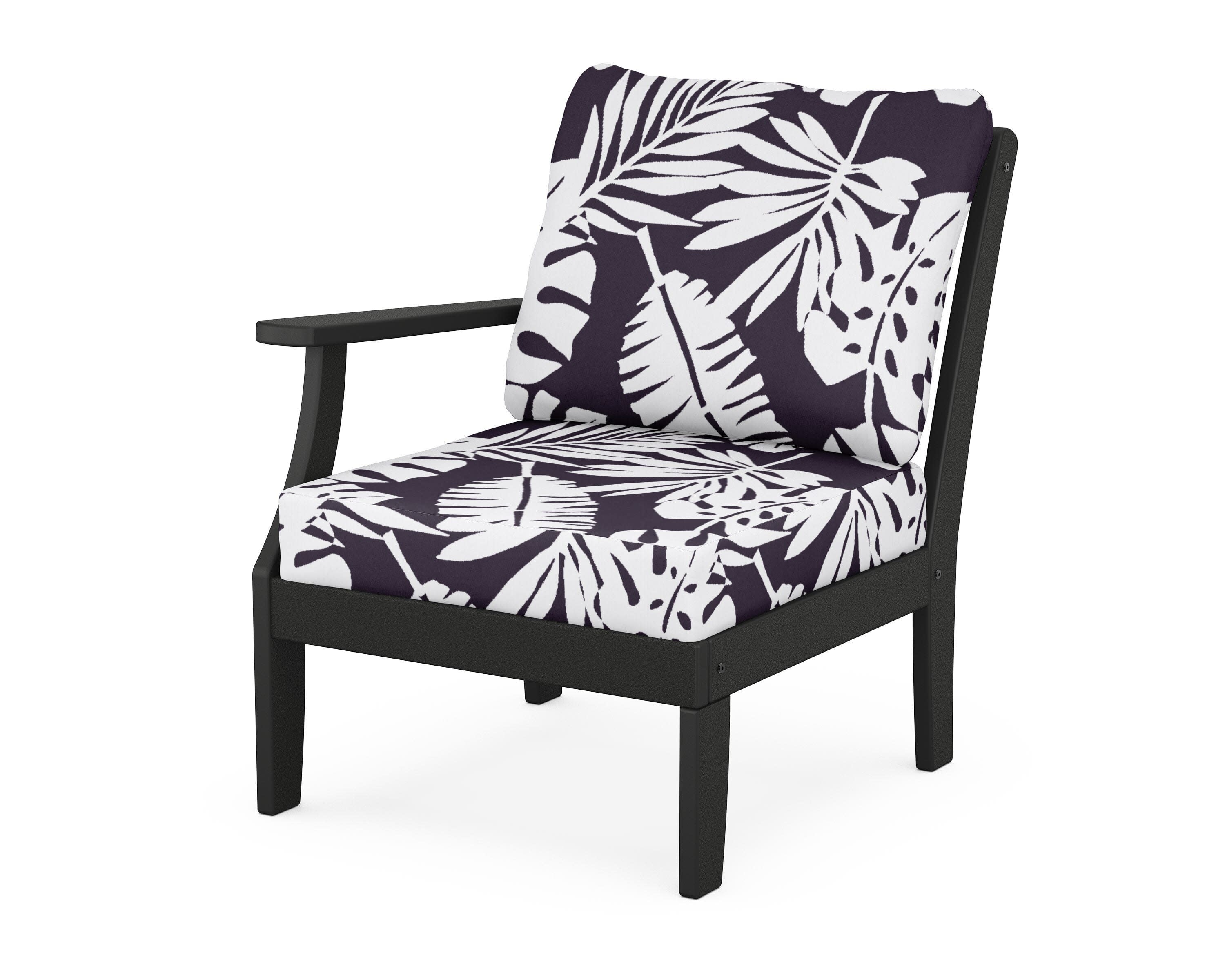 Yacht Club Modular Left Arm Chair in Charcoal Black / Leaf Navy