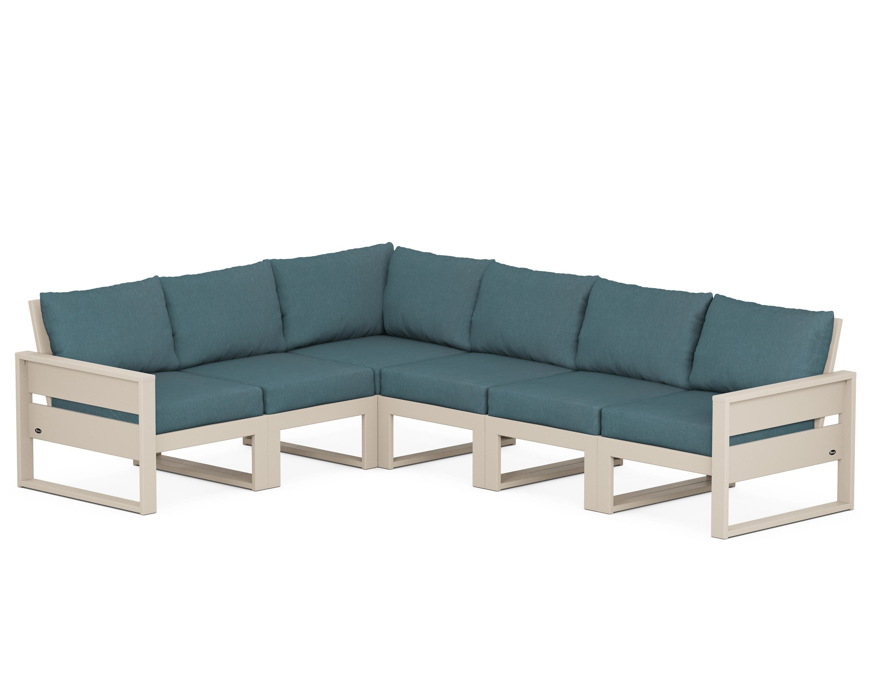 Eastport 6-Piece Sectional in Sand Castle / Ocean Teal
