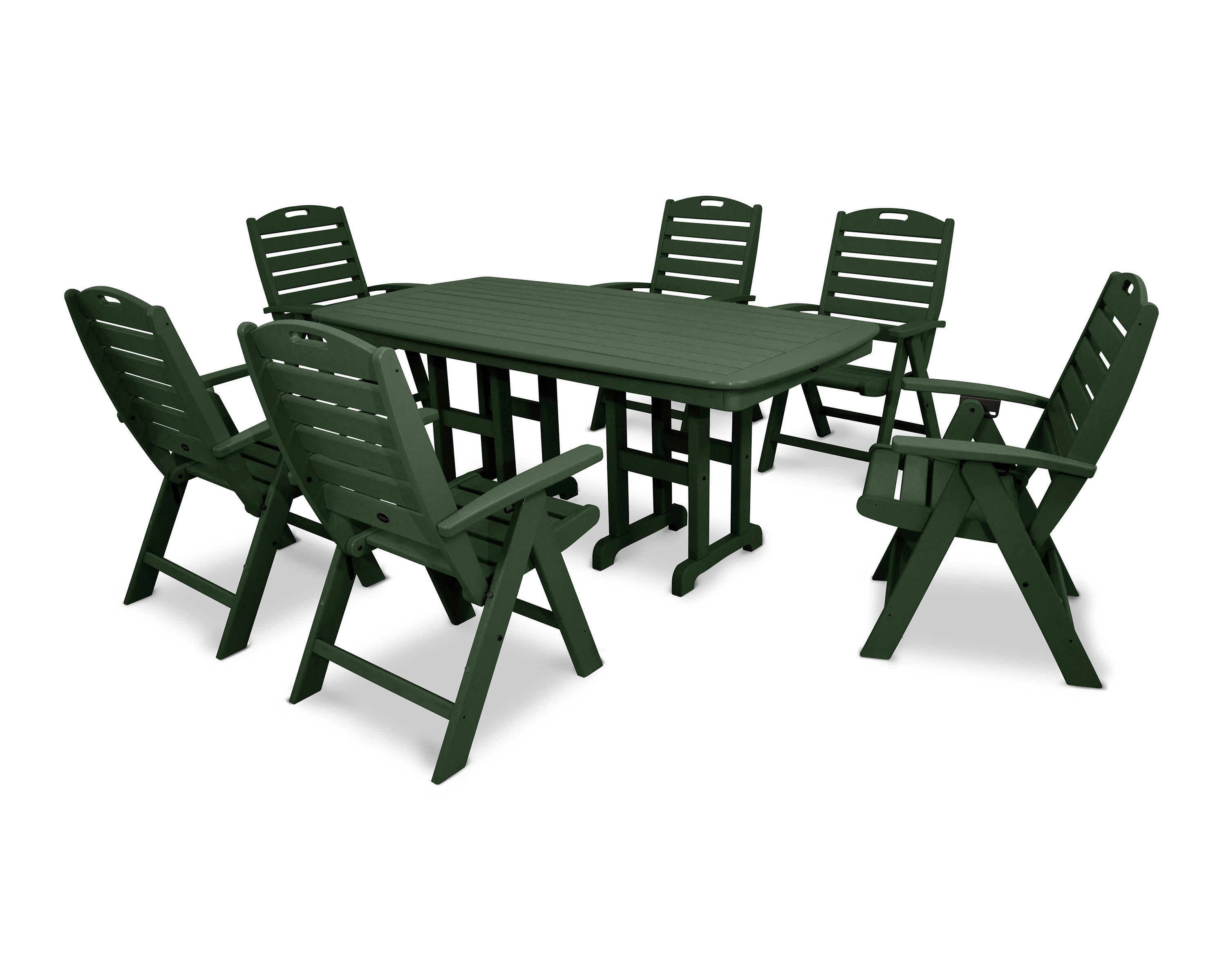 Yacht Club Highback 7-Piece Dining Set in Rainforest Canopy