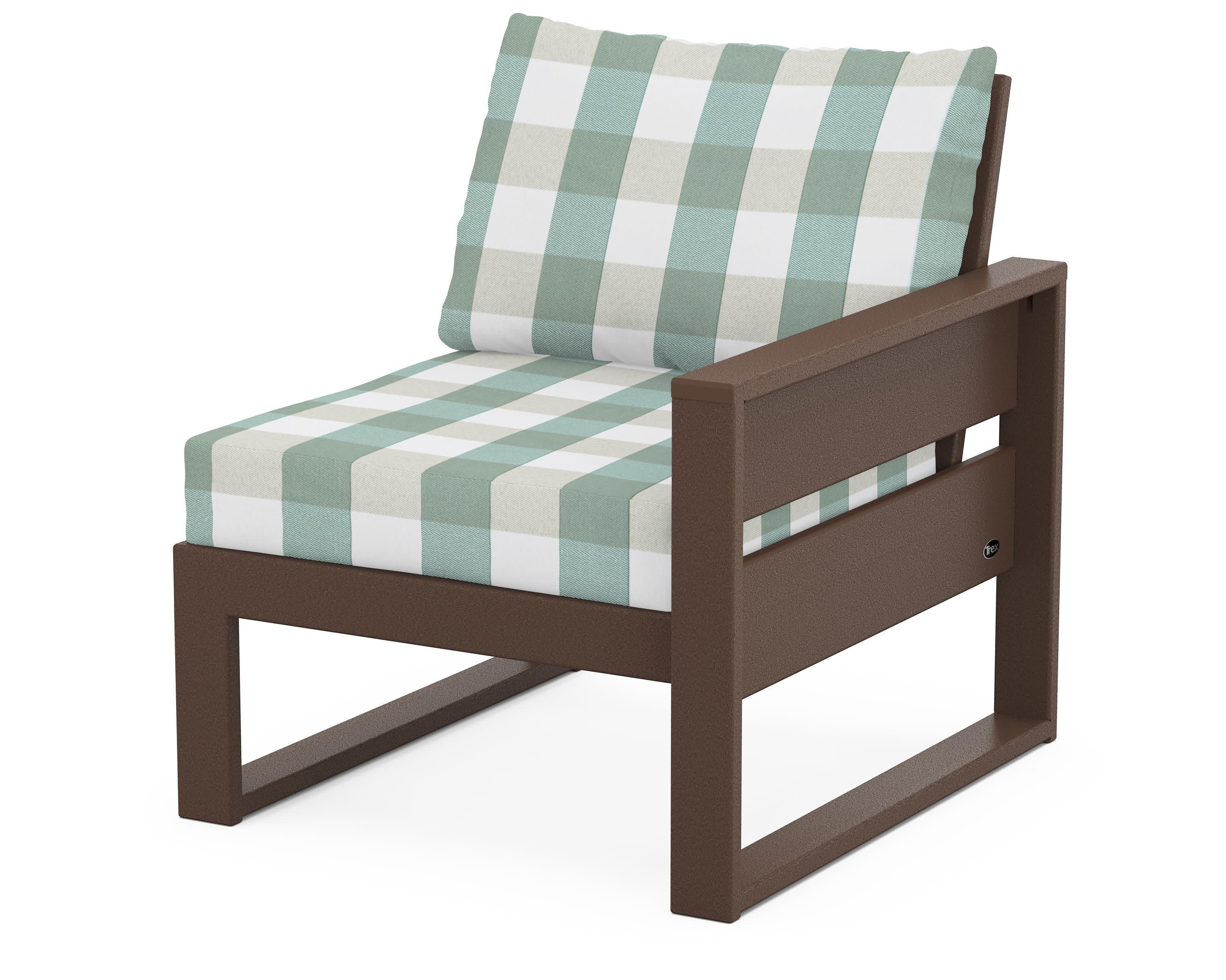 Eastport Modular Right Arm Chair in Vintage Lantern / Buffalo Plaid Glacier Spa