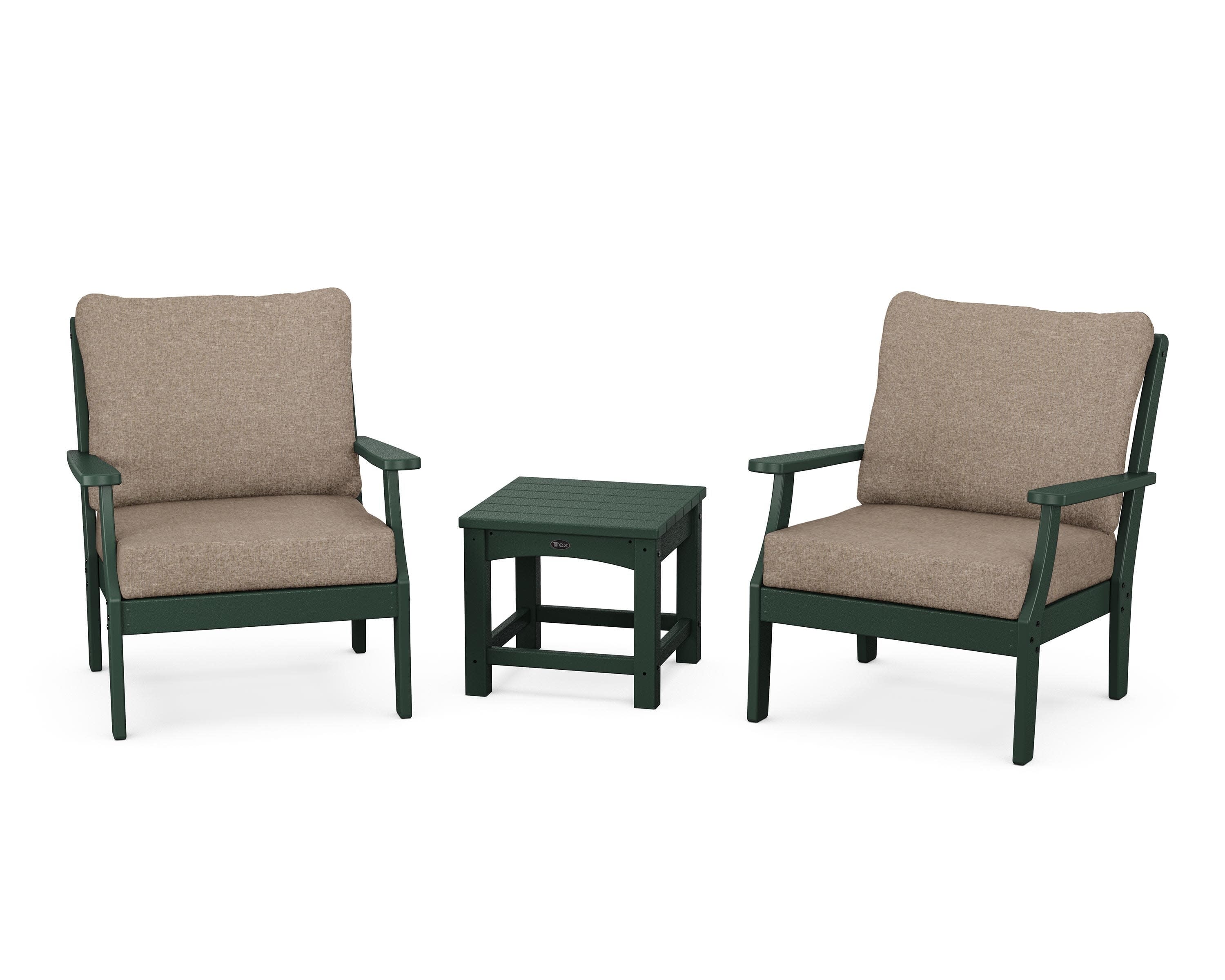 Yacht Club 3-Piece Deep Seating Set in Rainforest Canopy / Spiced Burlap