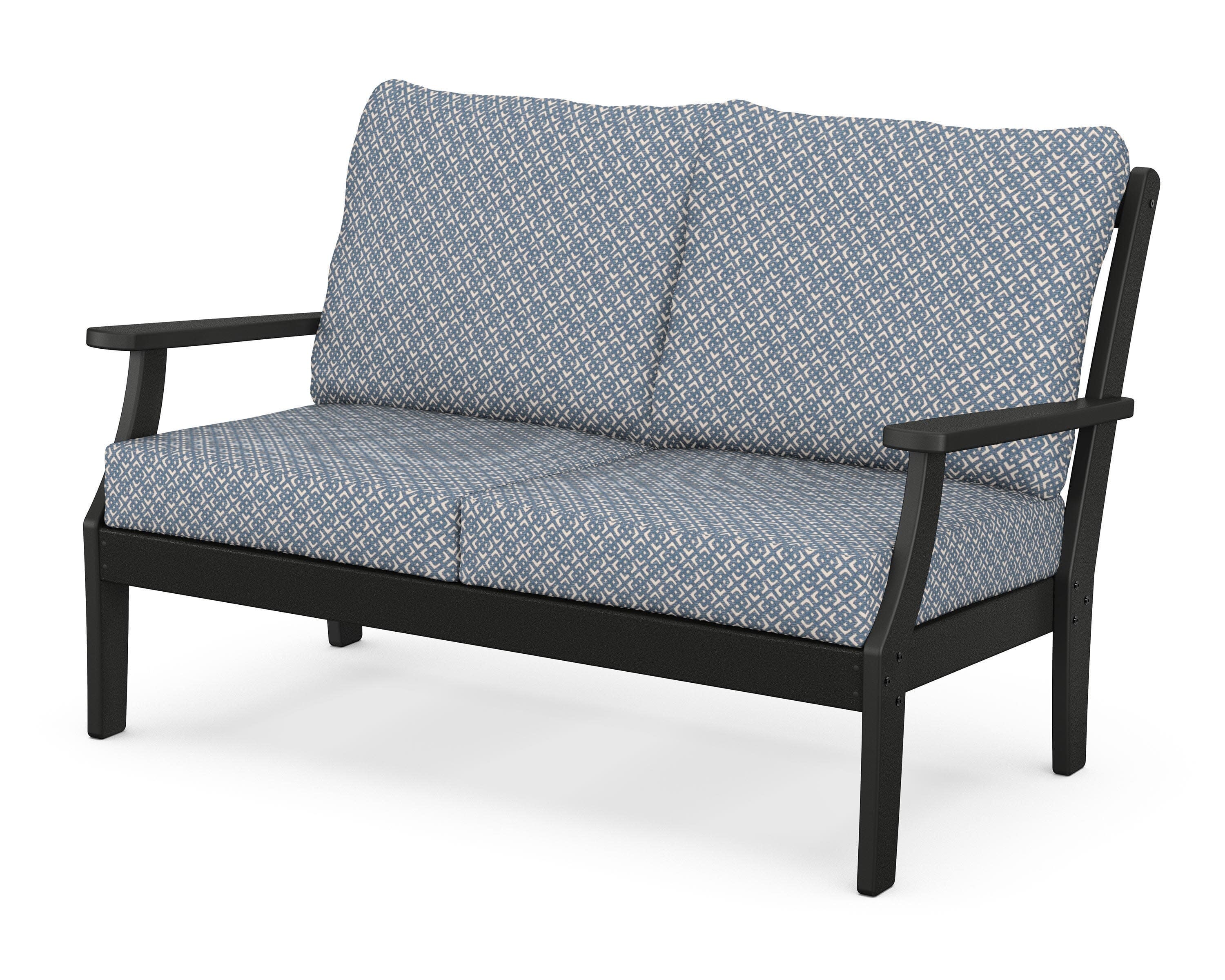 Yacht Club Deep Seating Loveseat in Charcoal Black / Hopscotch