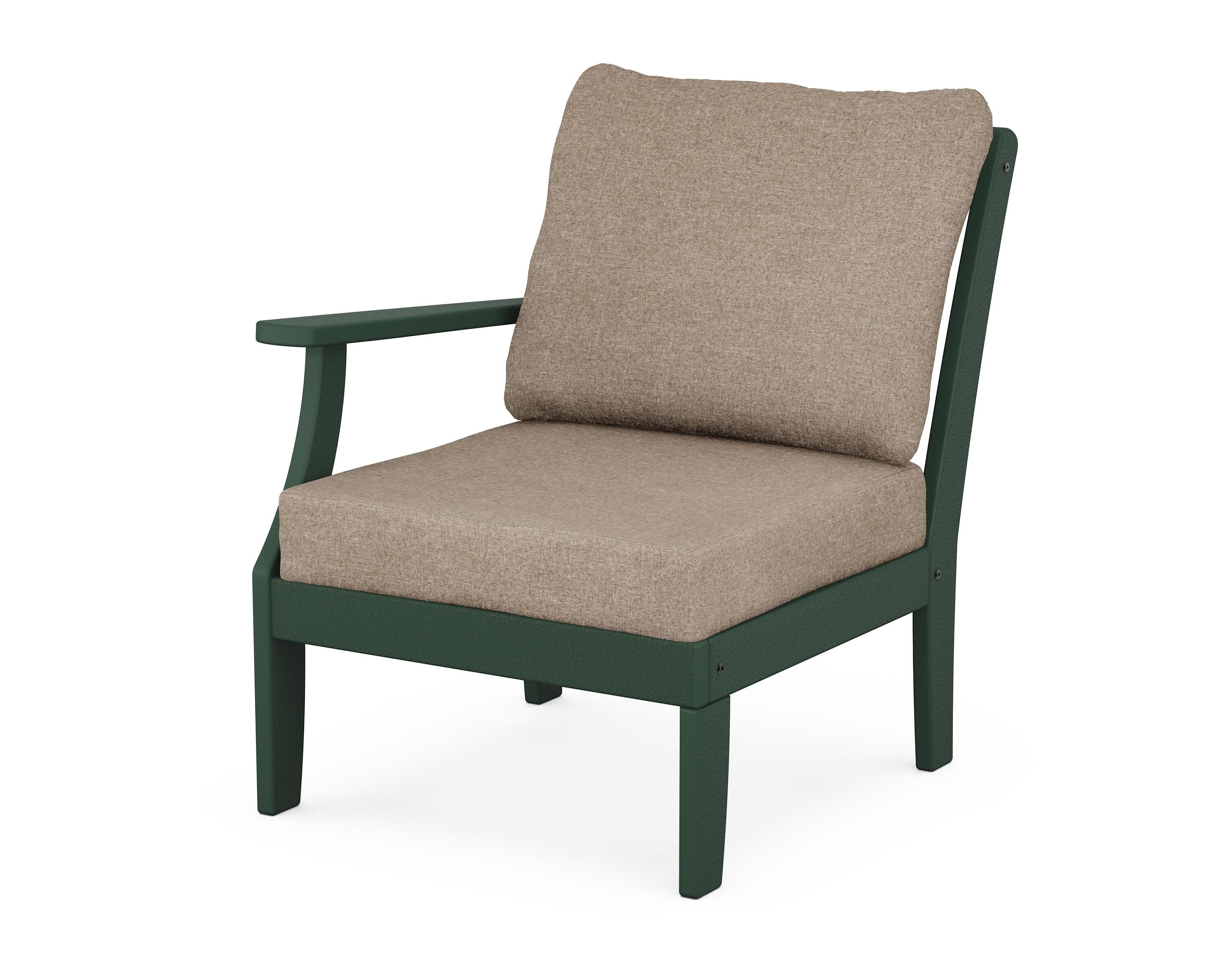 Yacht Club Modular Left Arm Chair in Rainforest Canopy / Spiced Burlap