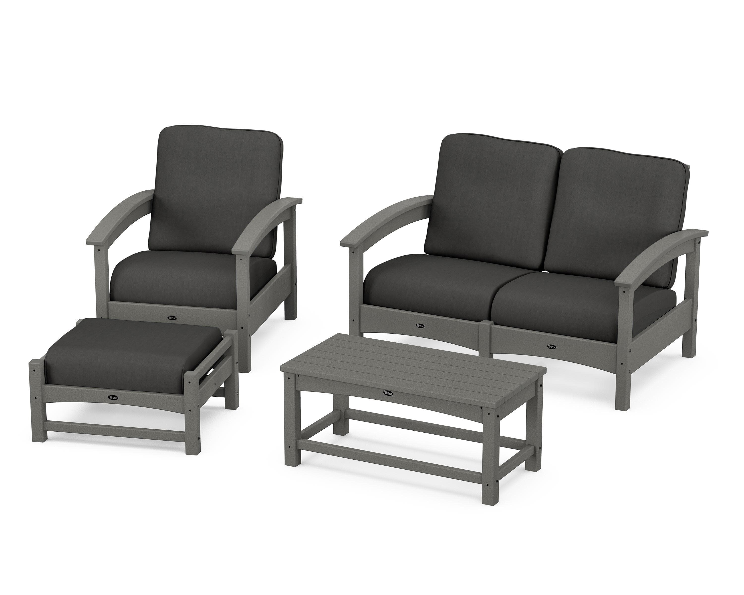 Rockport 4-Piece Deep Seating Conversation Group in Stepping Stone / Spectrum Carbon