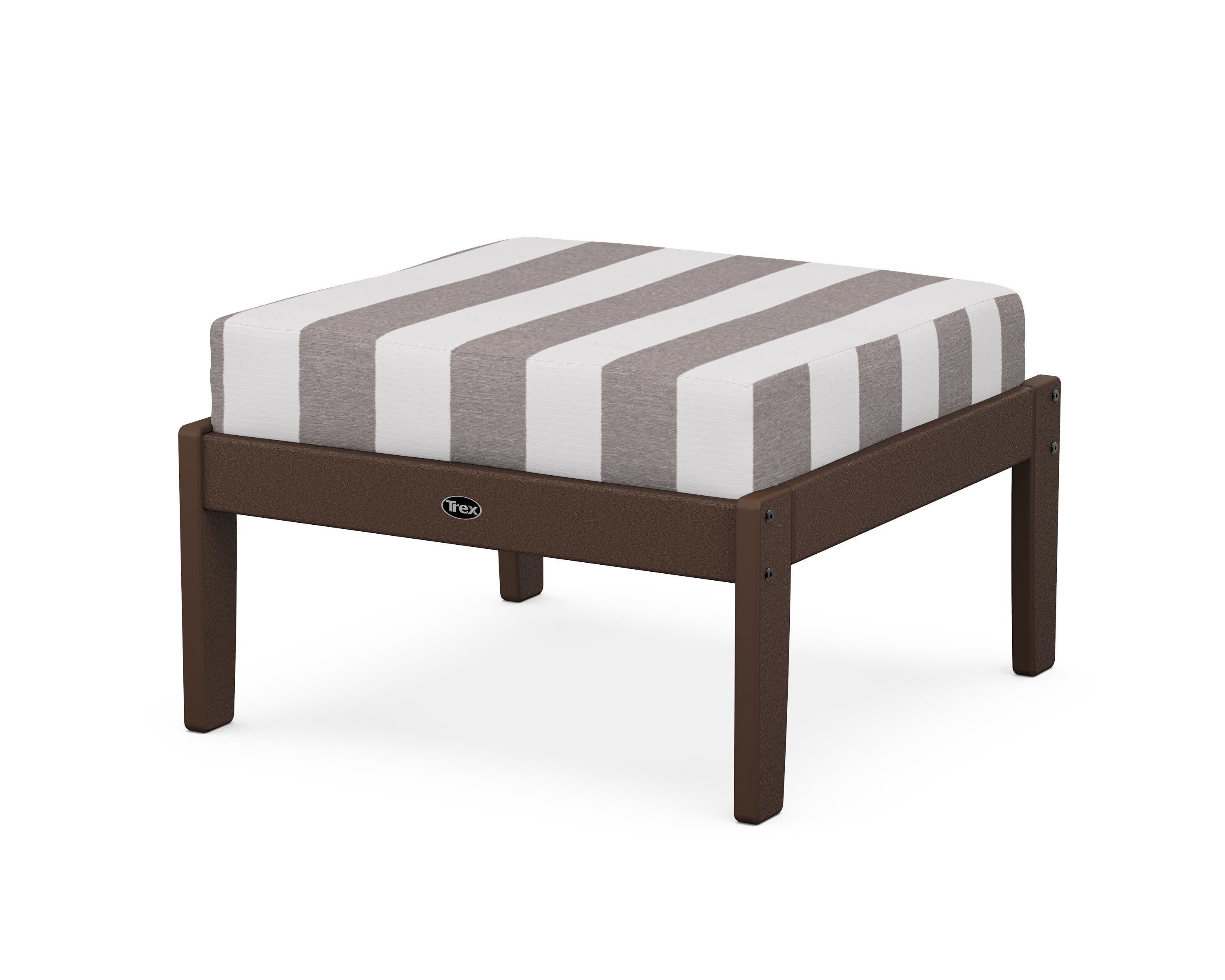 Yacht Club Deep Seating Ottoman in Vintage Lantern / Cabana Stripe Grey Mist