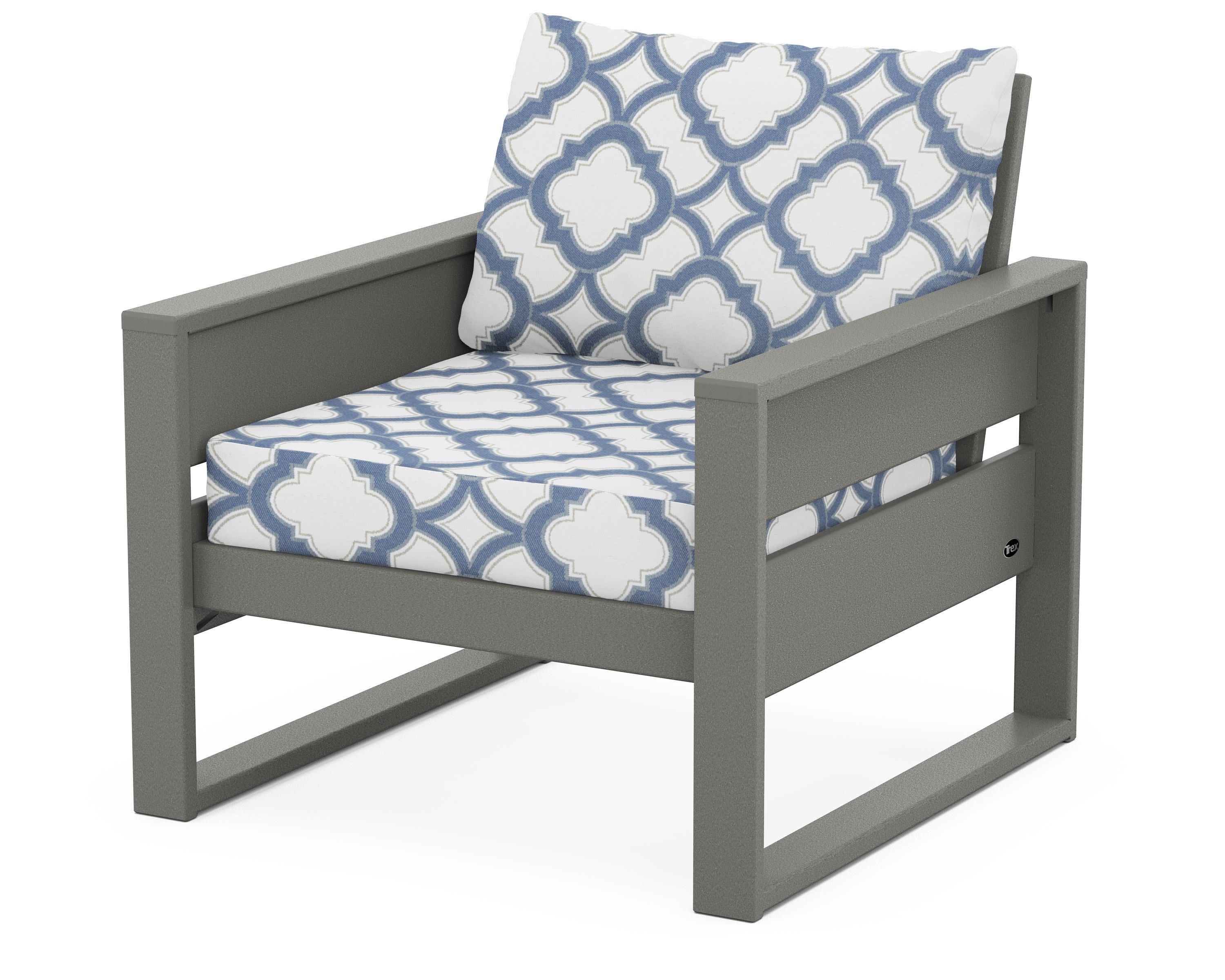 Eastport Club Chair in Stepping Stone / Trellis Sky Blue