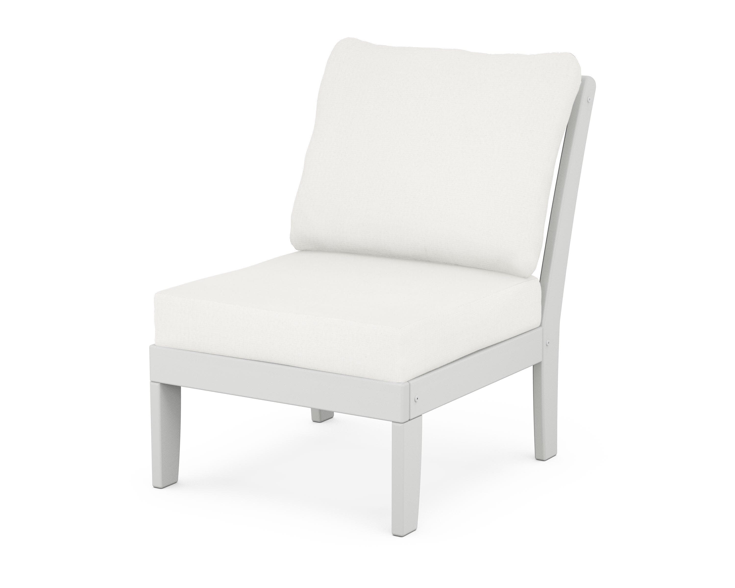 Yacht Club Modular Armless Chair in Classic White / Natural Linen