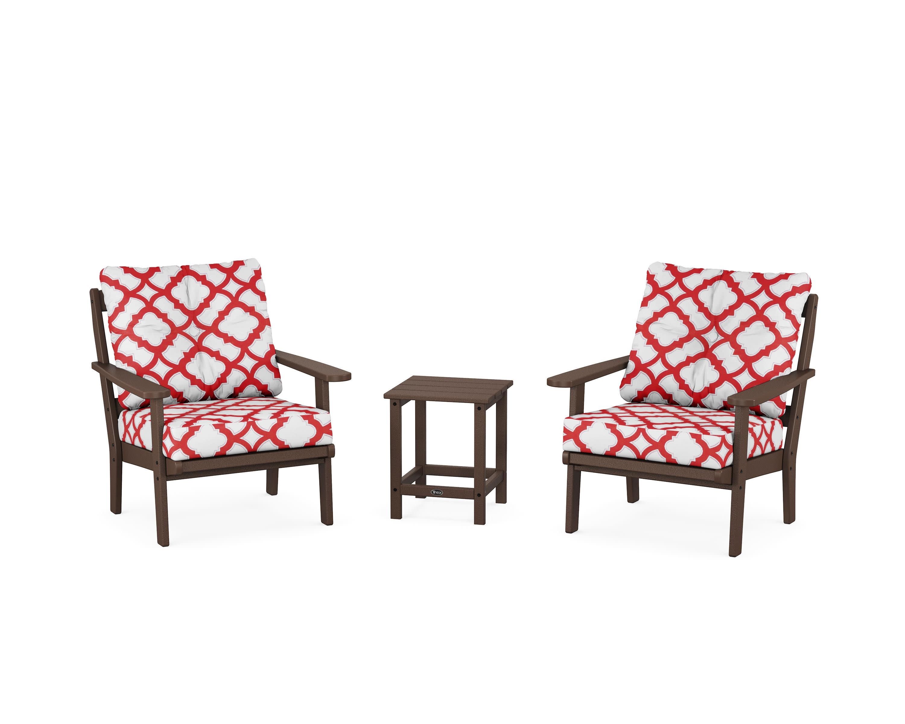 Cape Cod 3-Piece Deep Seating Set in Vintage Lantern / Trellis Crimson