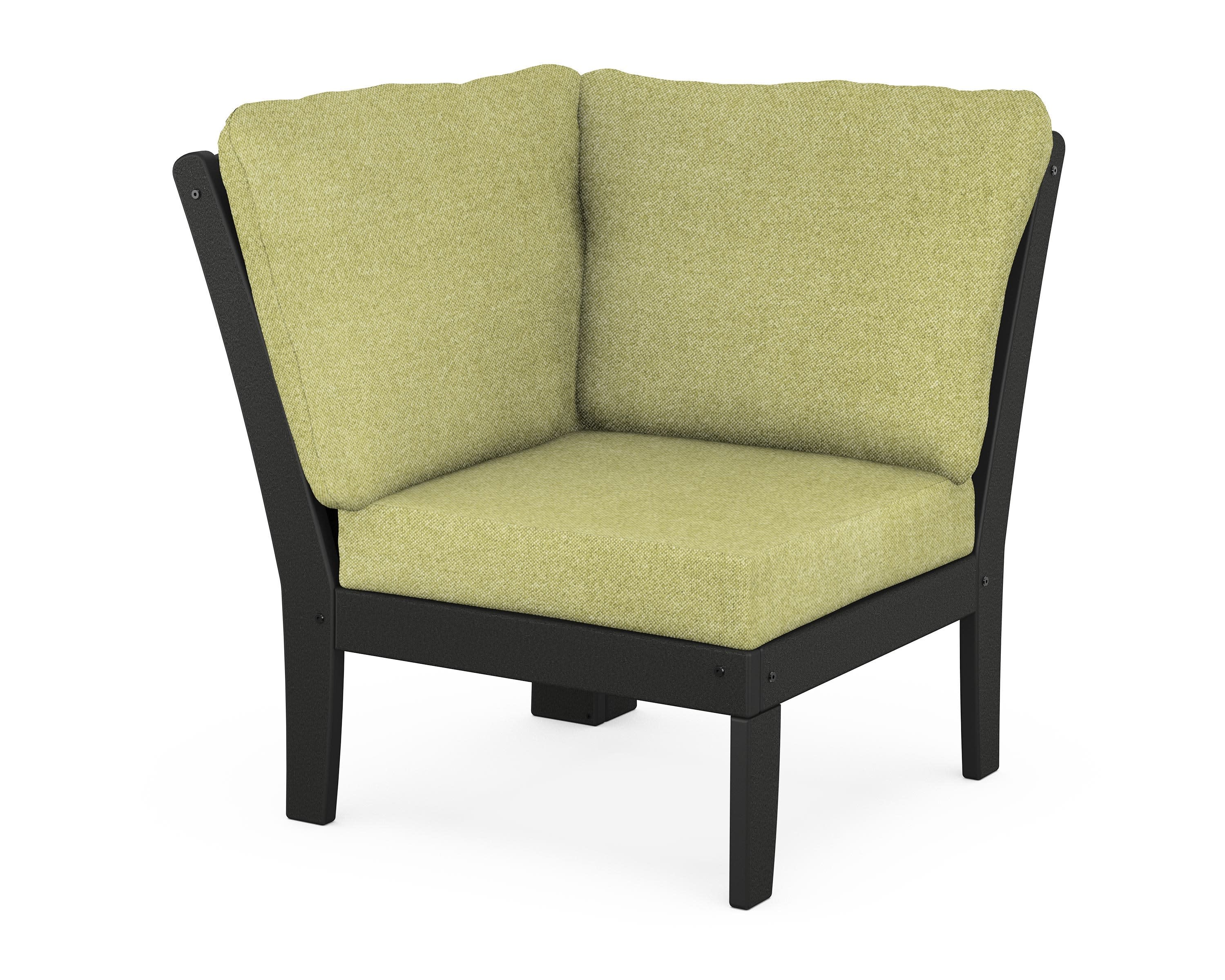 Yacht Club Modular Corner Chair in Charcoal Black / Chartreuse Boucle