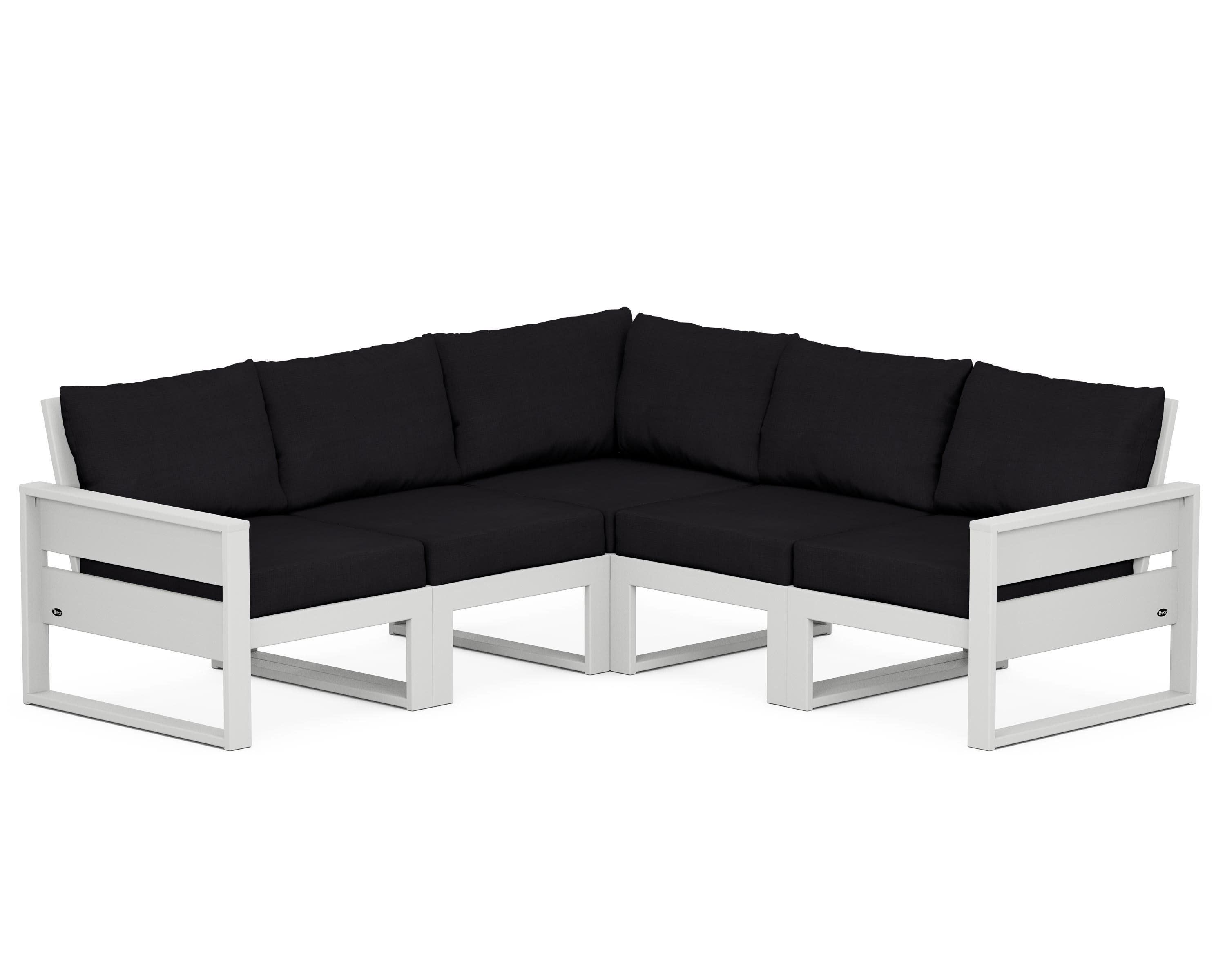 Eastport 5-Piece Sectional in Classic White / Midnight Linen