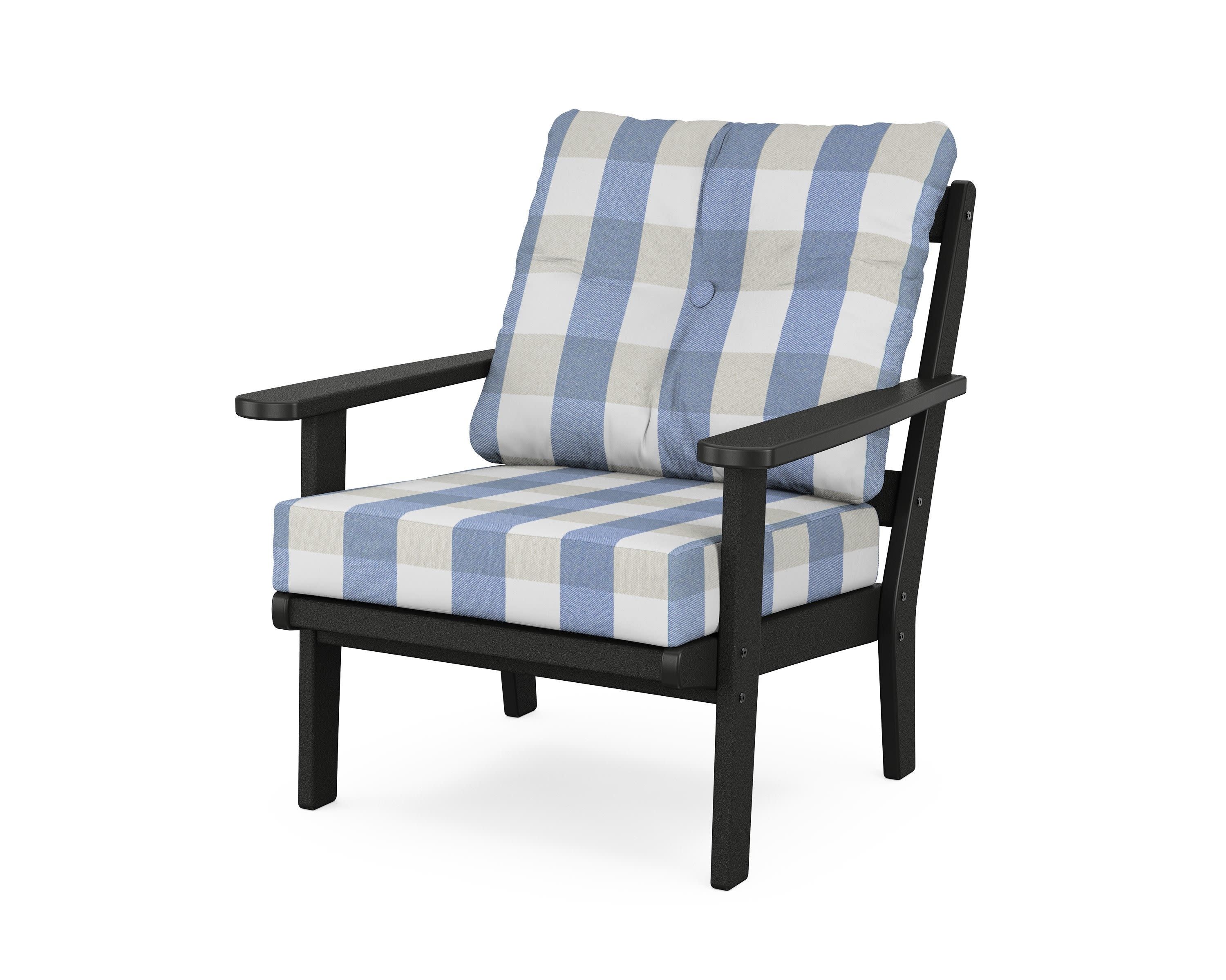 Cape Cod Deep Seating Chair in Charcoal Black / Buffalo Plaid Sky Blue