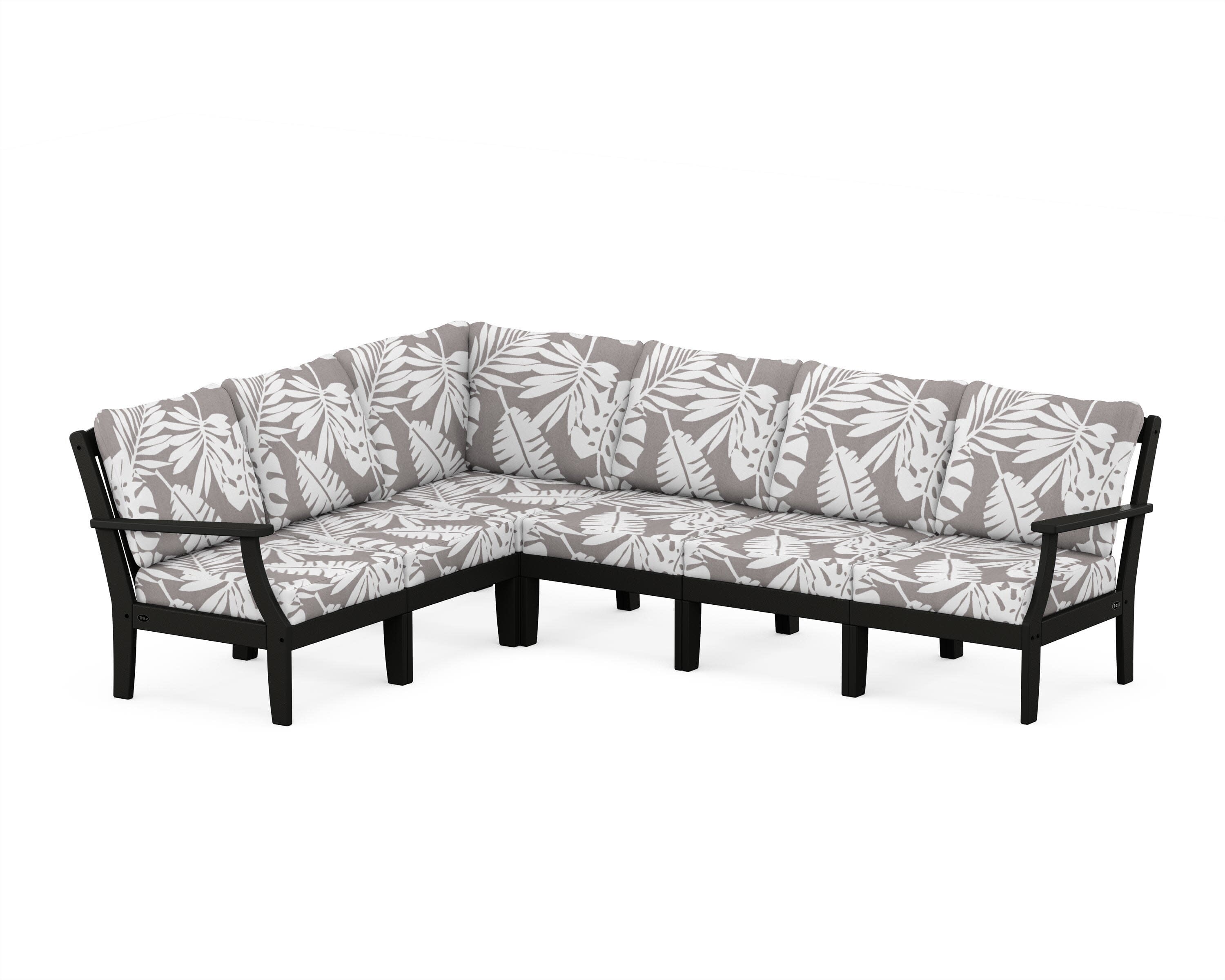 Yacht Club Modular 6-Piece Deep Seating Set in Charcoal Black / Leaf Grey Mist
