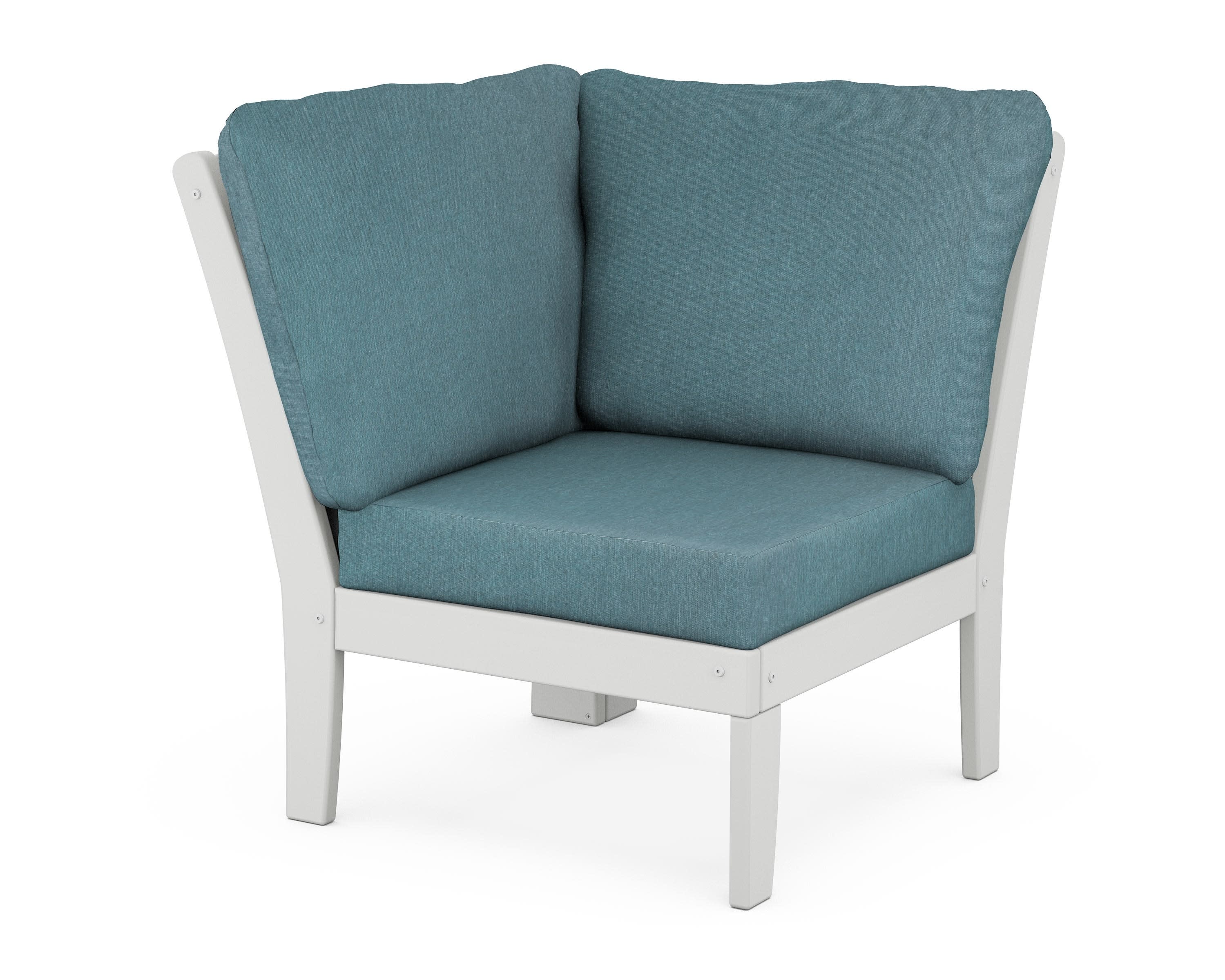 Yacht Club Modular Corner Chair in Classic White / Ocean Teal