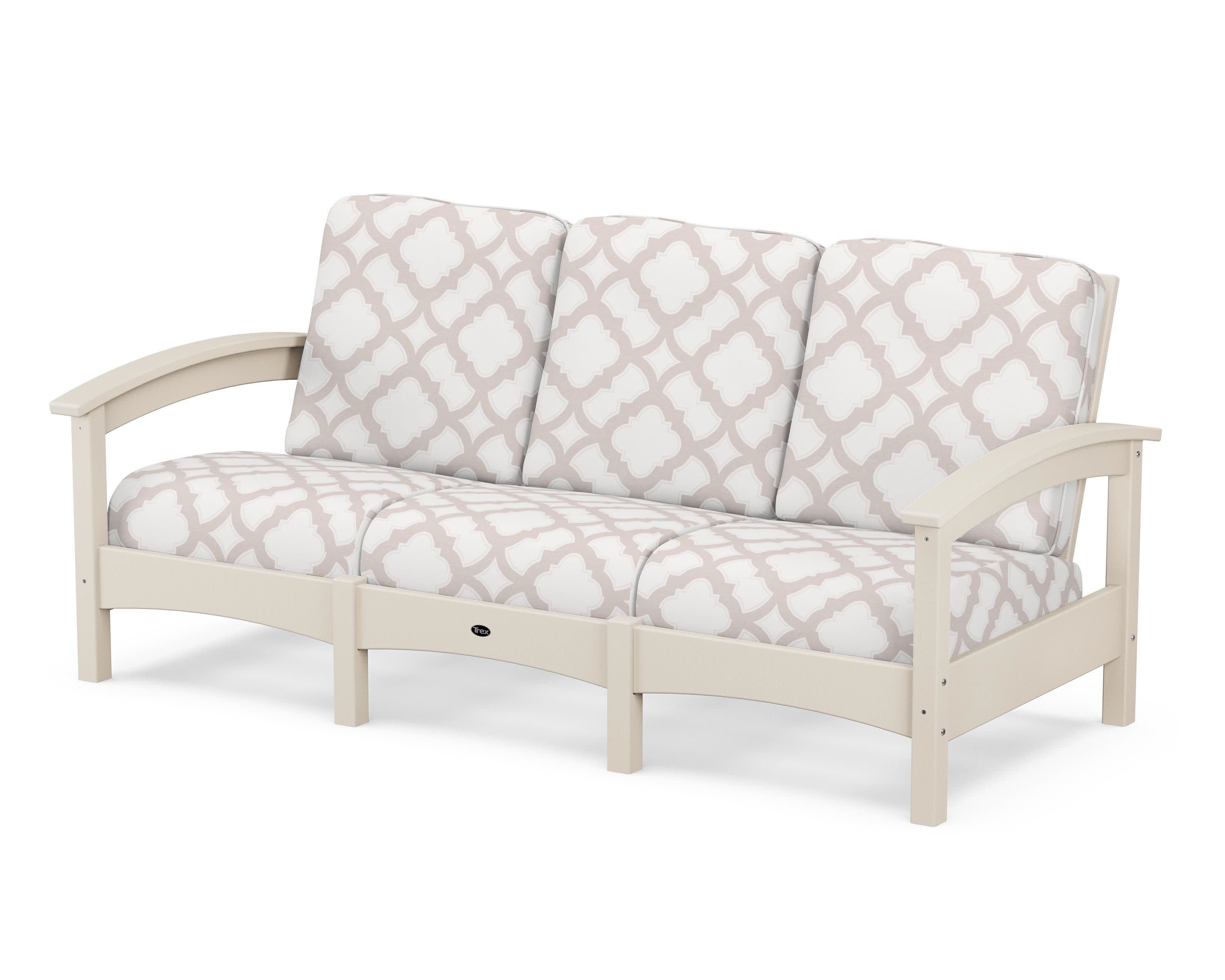 Rockport Club Sofa in Sand Castle / Trellis Dune Burlap