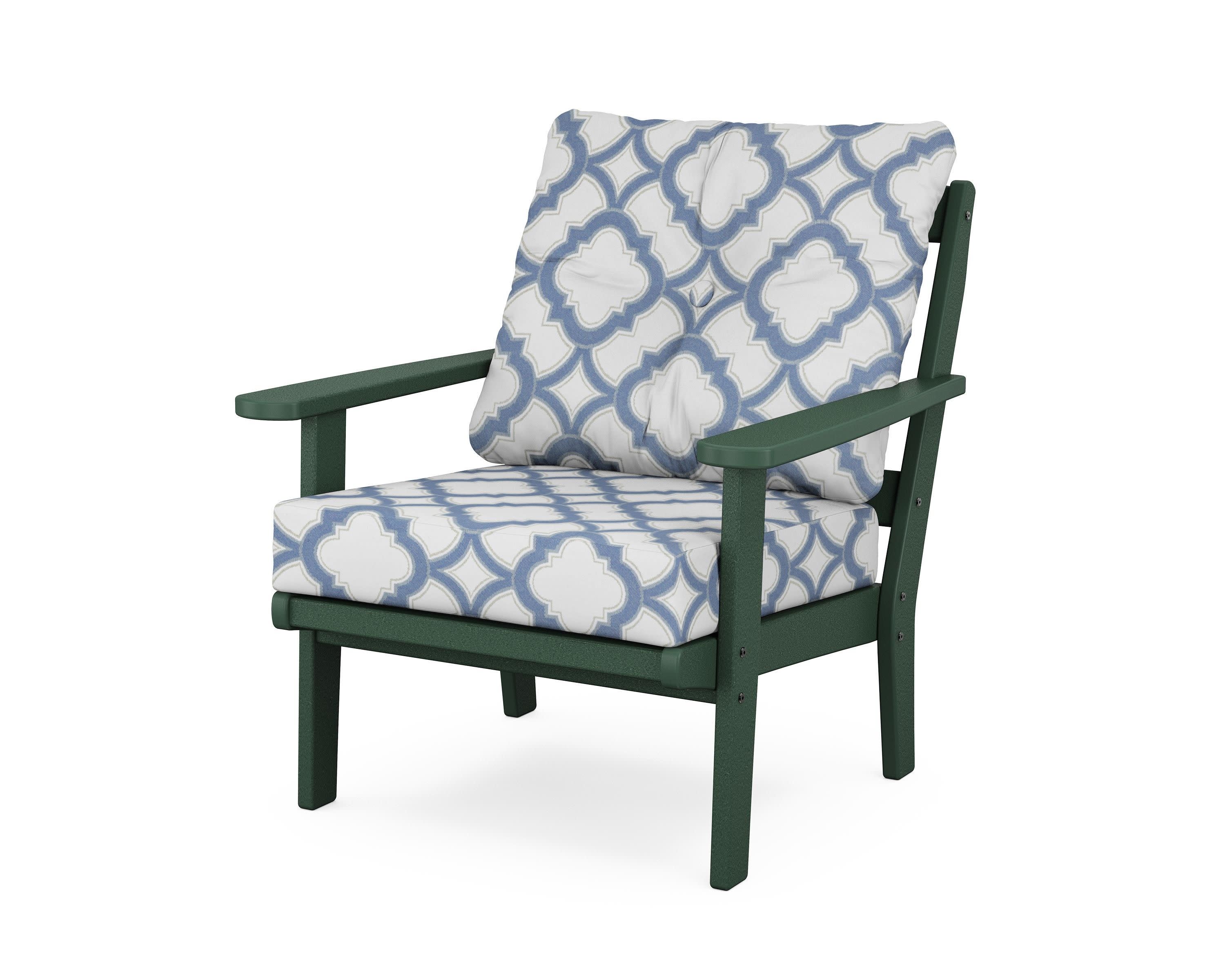 Cape Cod Deep Seating Chair in Rainforest Canopy / Trellis Sky Blue