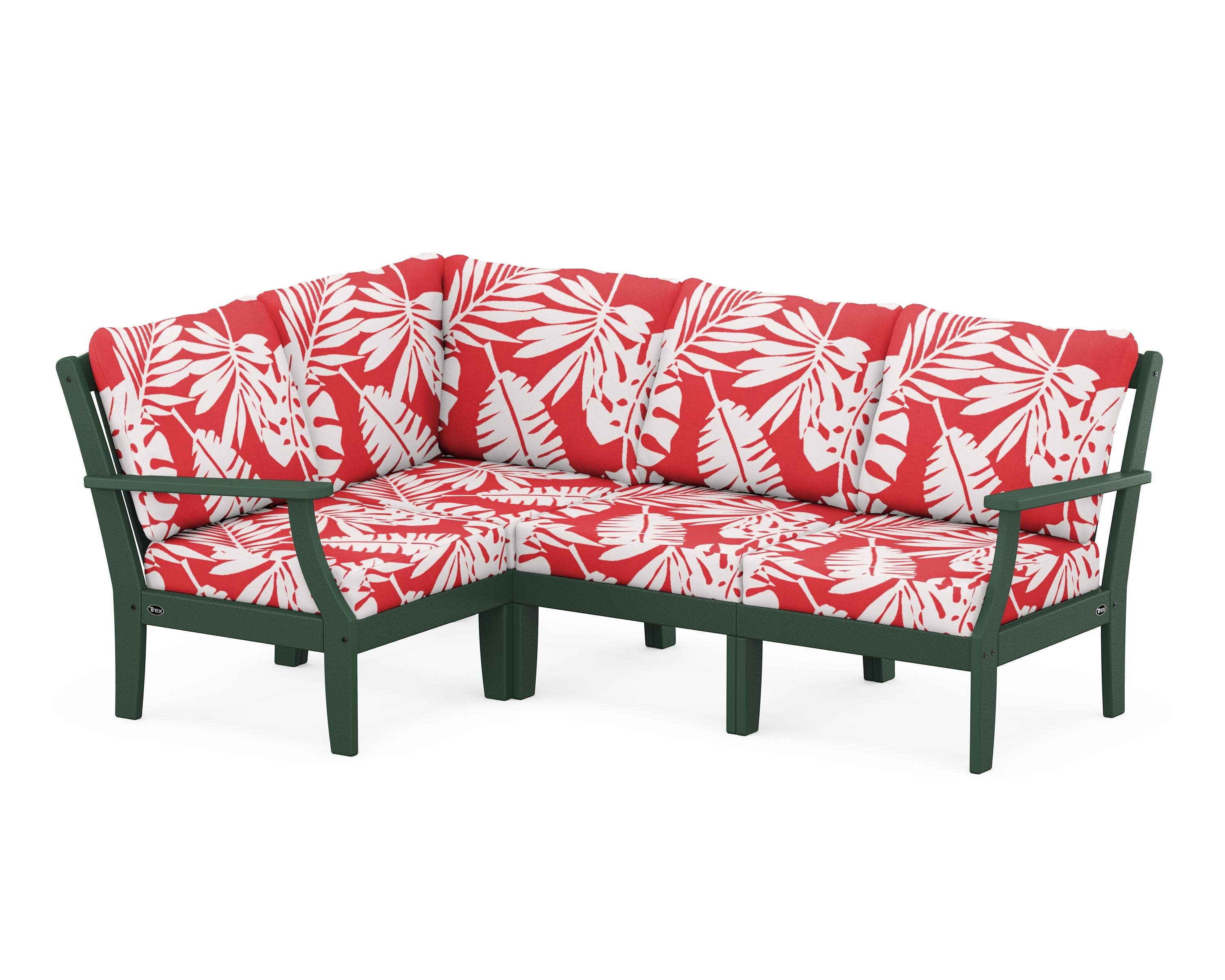 Yacht Club Modular 4-Piece Deep Seating Set in Rainforest Canopy / Leaf Crimson