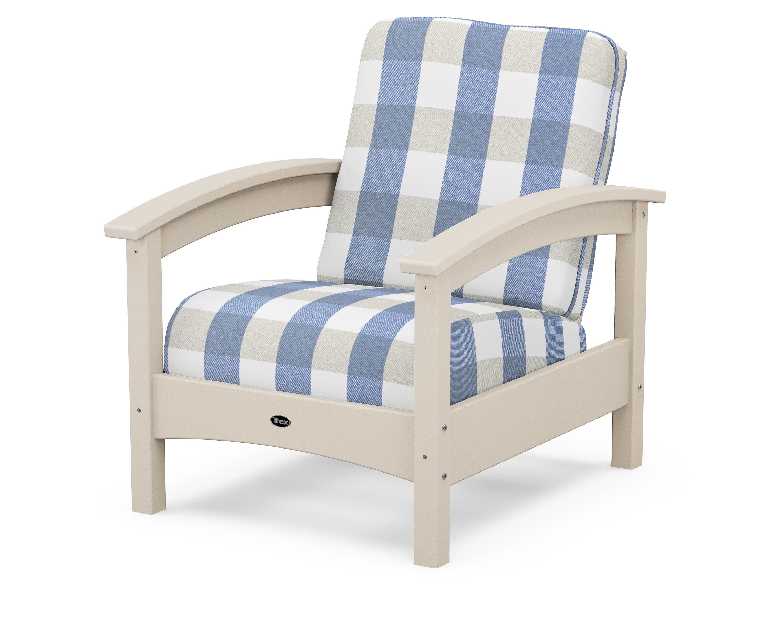 Rockport Club Chair in Sand Castle / Buffalo Plaid Sky Blue