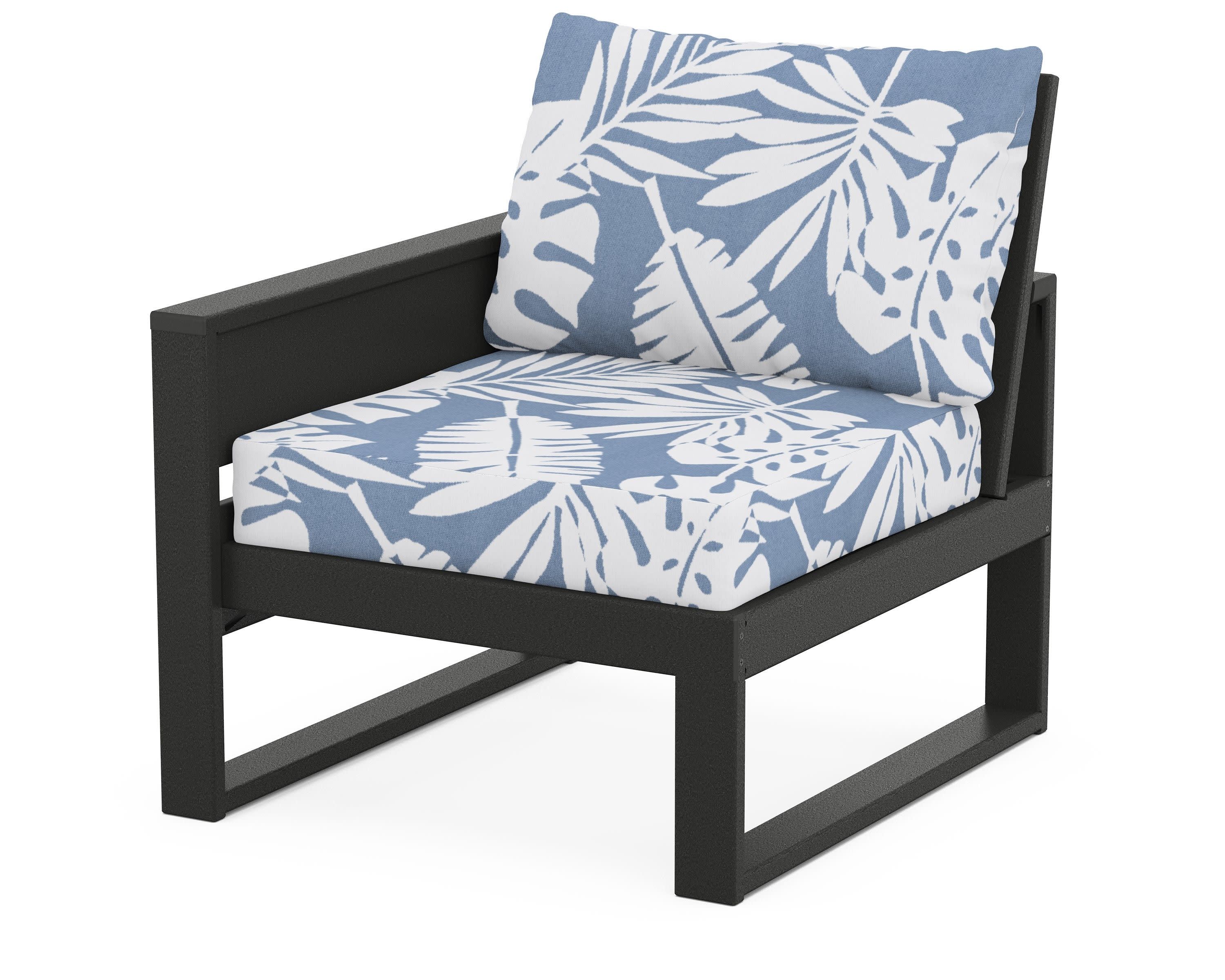 Eastport Modular Left Arm Chair in Charcoal Black / Leaf Sky Blue