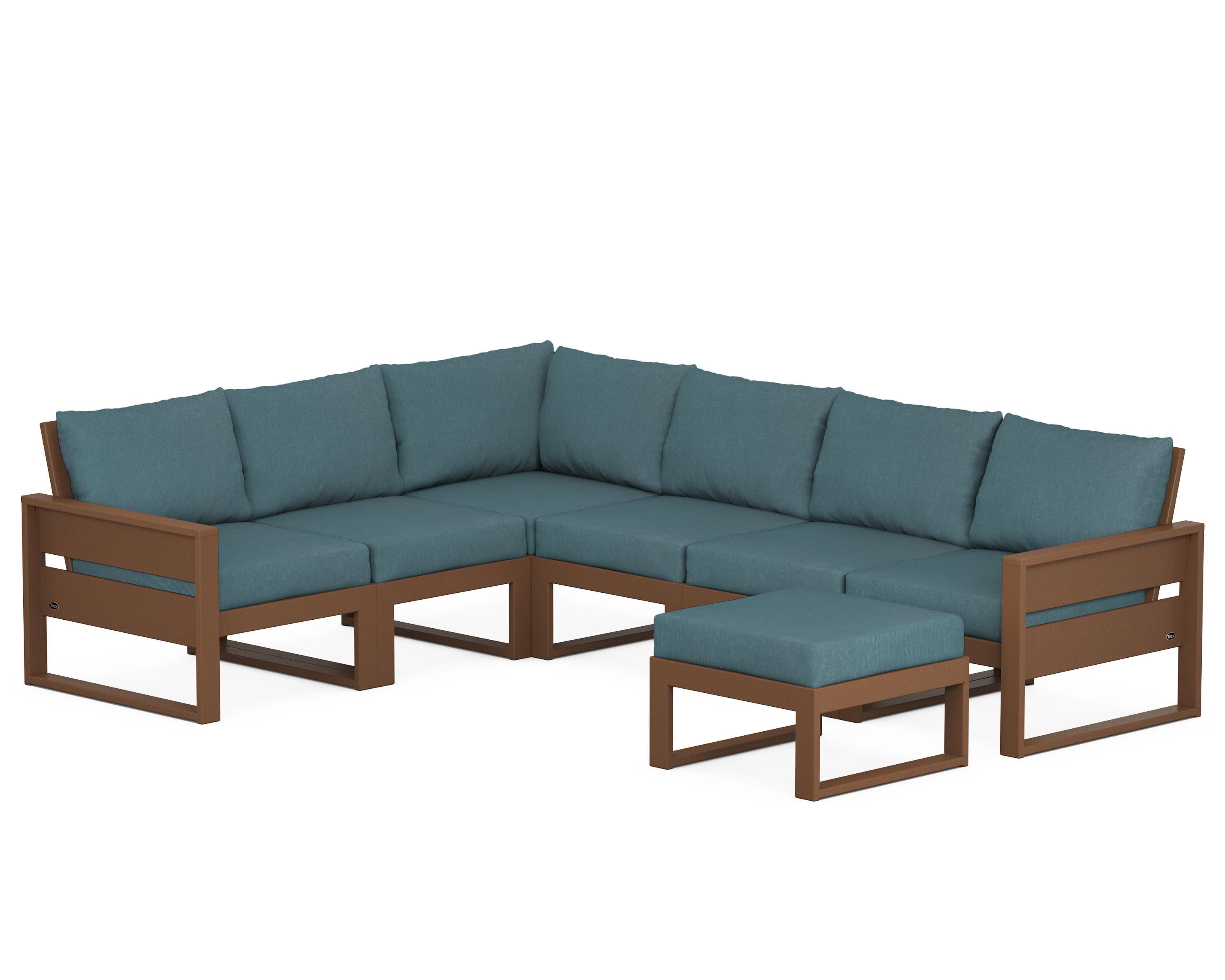 Eastport 6-Piece Sectional with Ottoman in Tree House / Ocean Teal