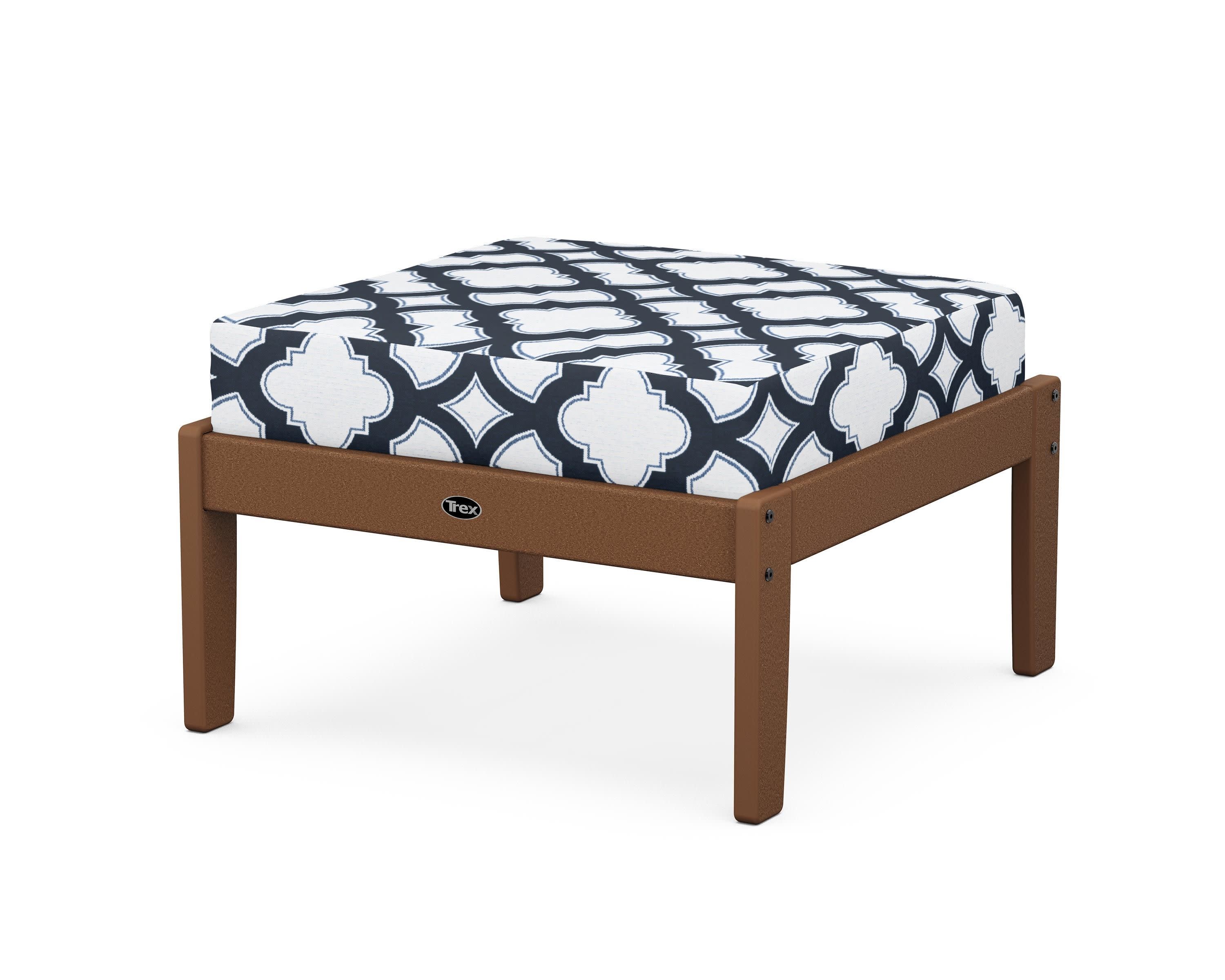 Yacht Club Deep Seating Ottoman in Tree House / Trellis Marine Indigo