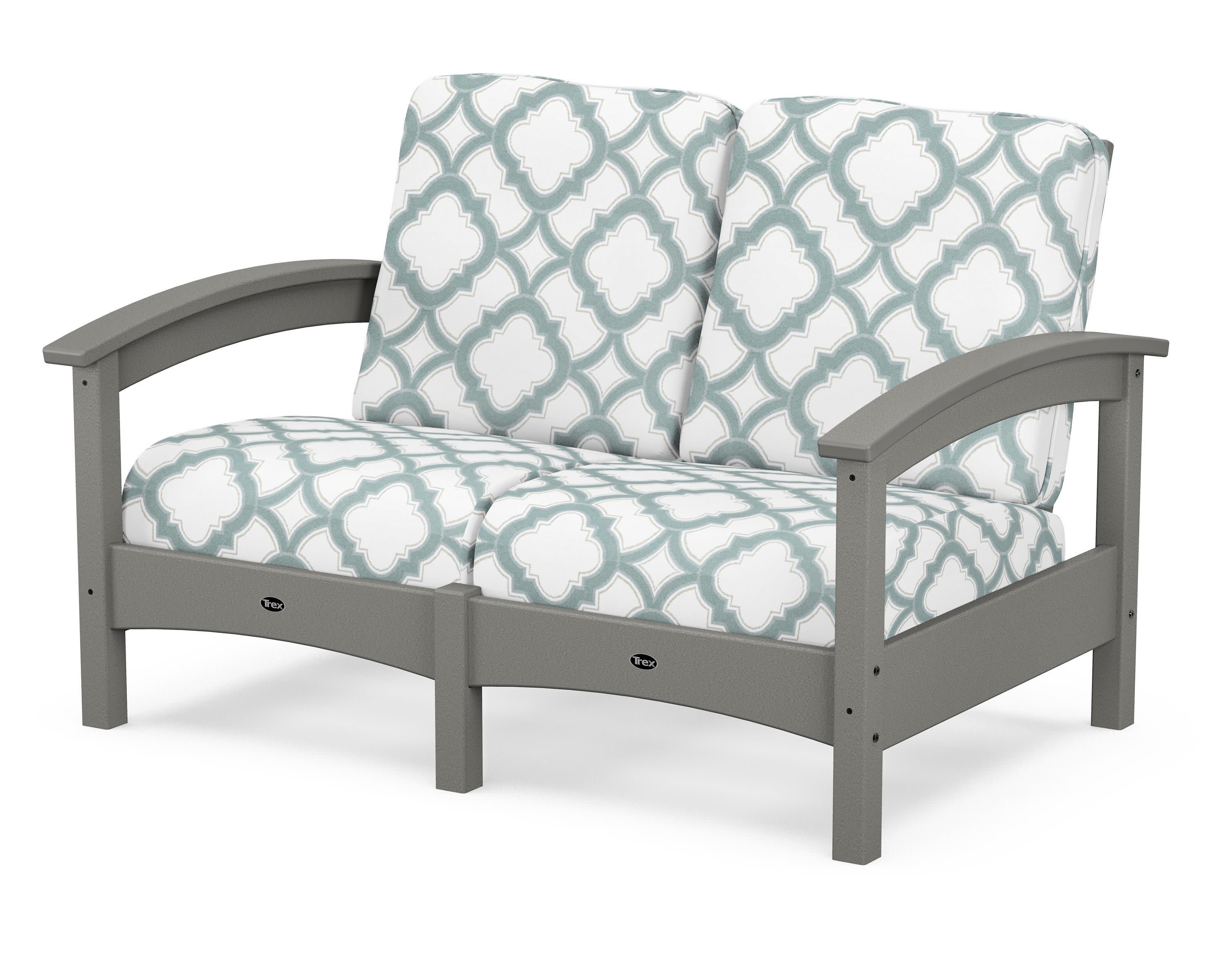 Rockport Club Loveseat in Stepping Stone / Trellis Glacier Spa
