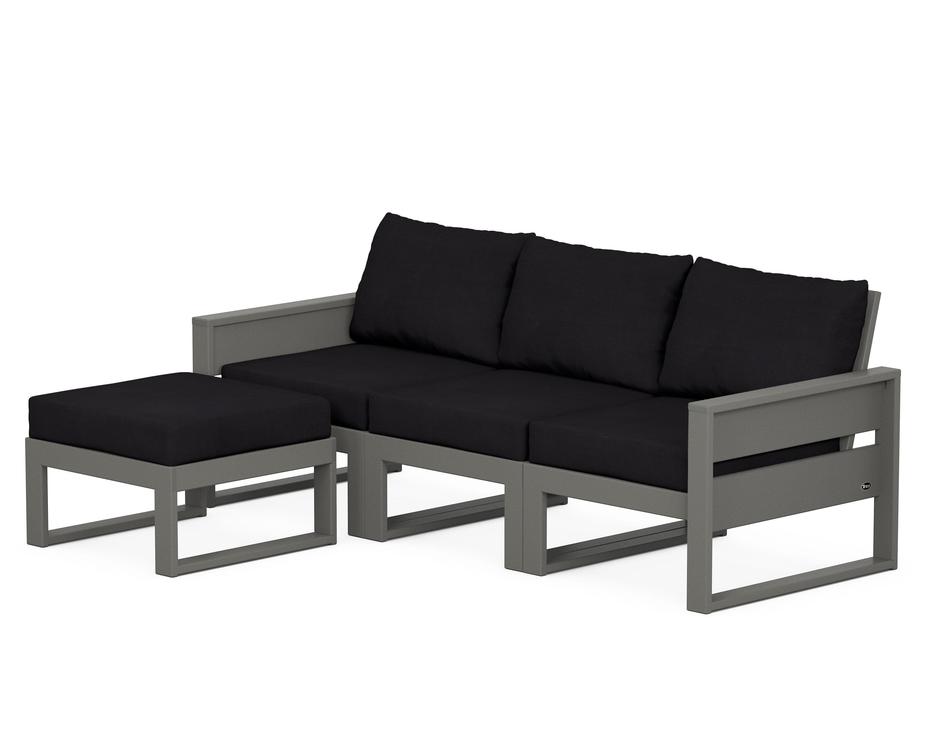 Eastport 4- Piece Sectional with Ottoman in Stepping Stone / Midnight Linen