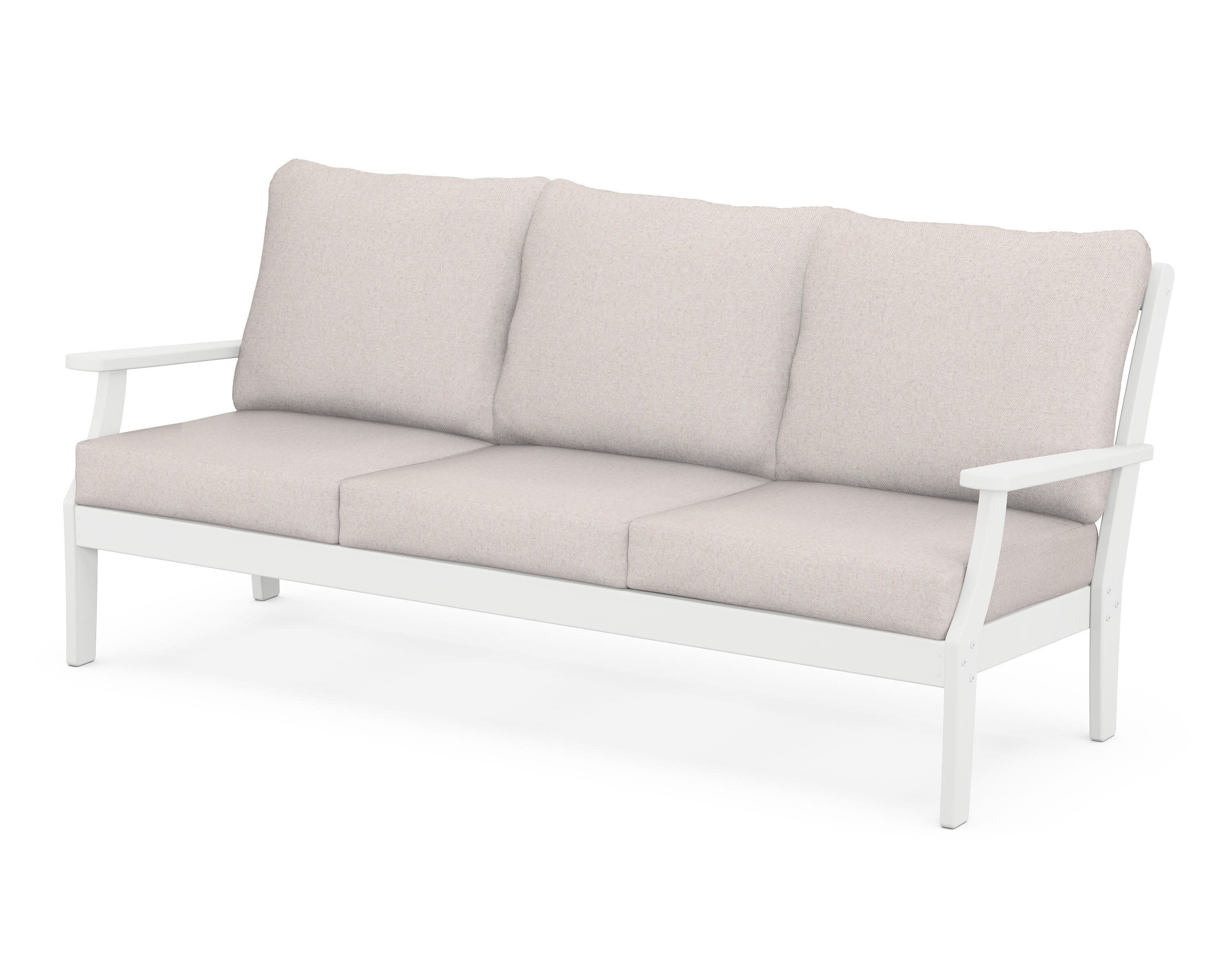 Yacht Club Deep Seating Sofa in Classic White / Dune Burlap