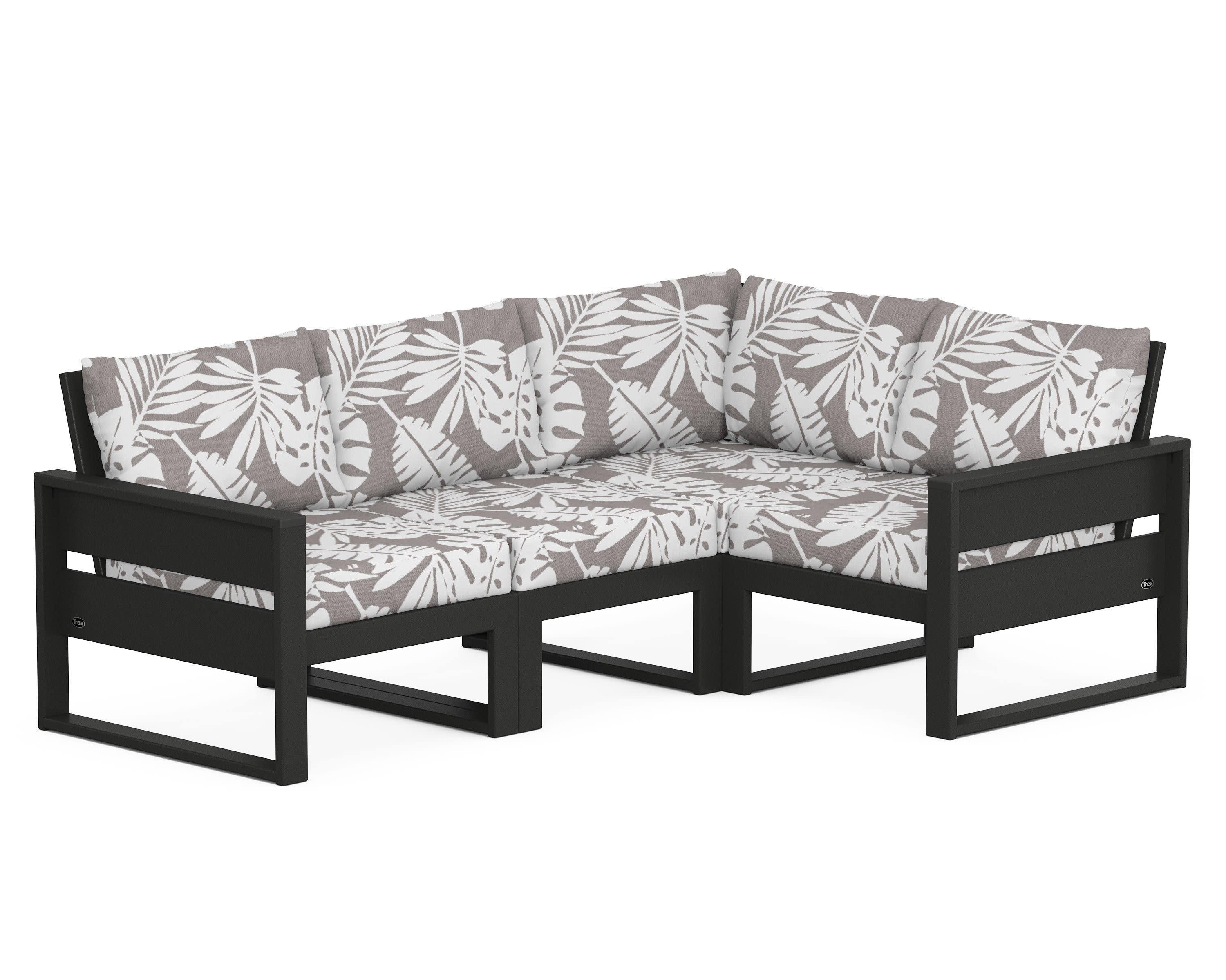 Eastport 4- Piece Sectional in Charcoal Black / Leaf Grey Mist