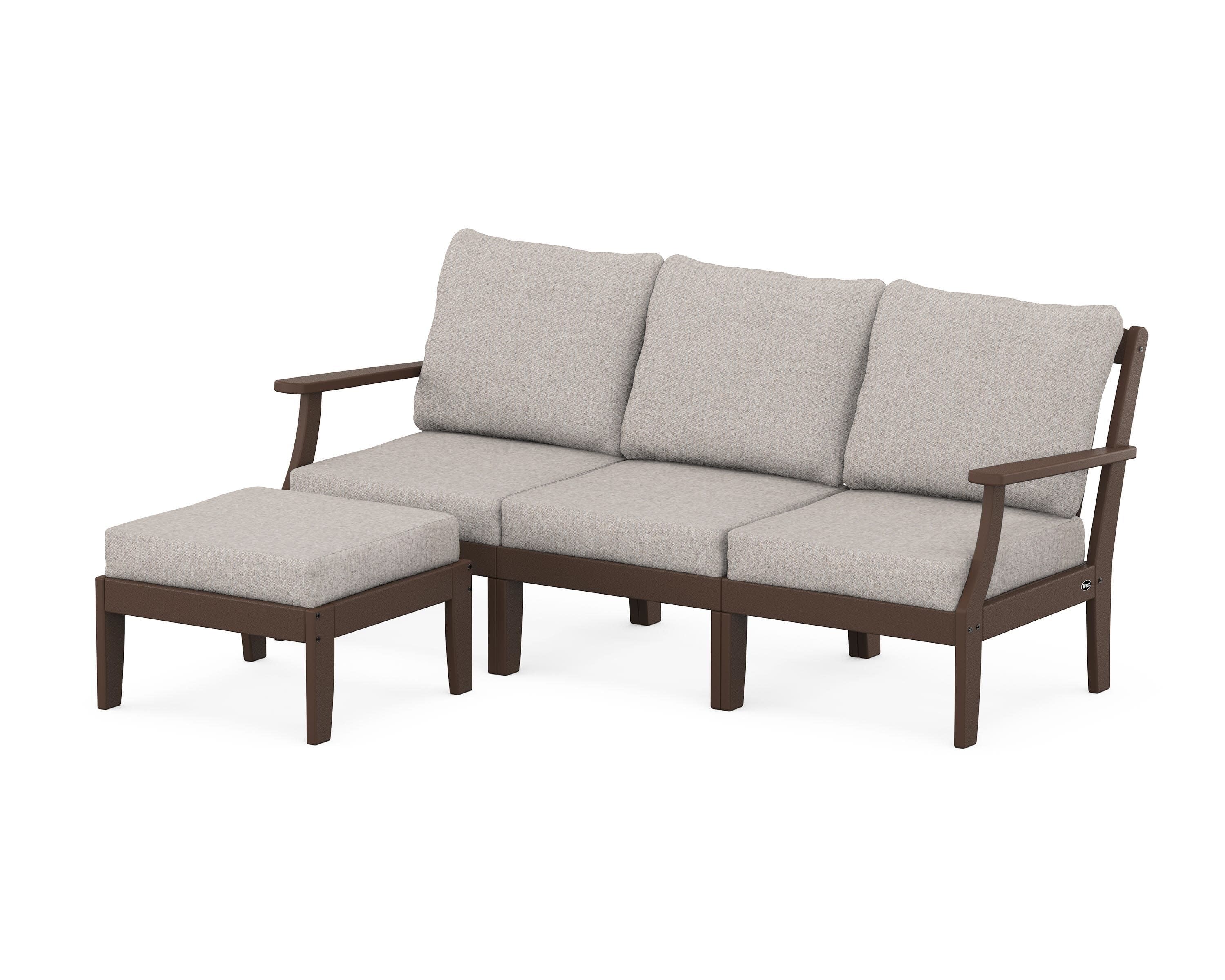 Yacht Club Modular 4-Piece Deep Seating Set with Ottoman in Vintage Lantern / Weathered Tweed