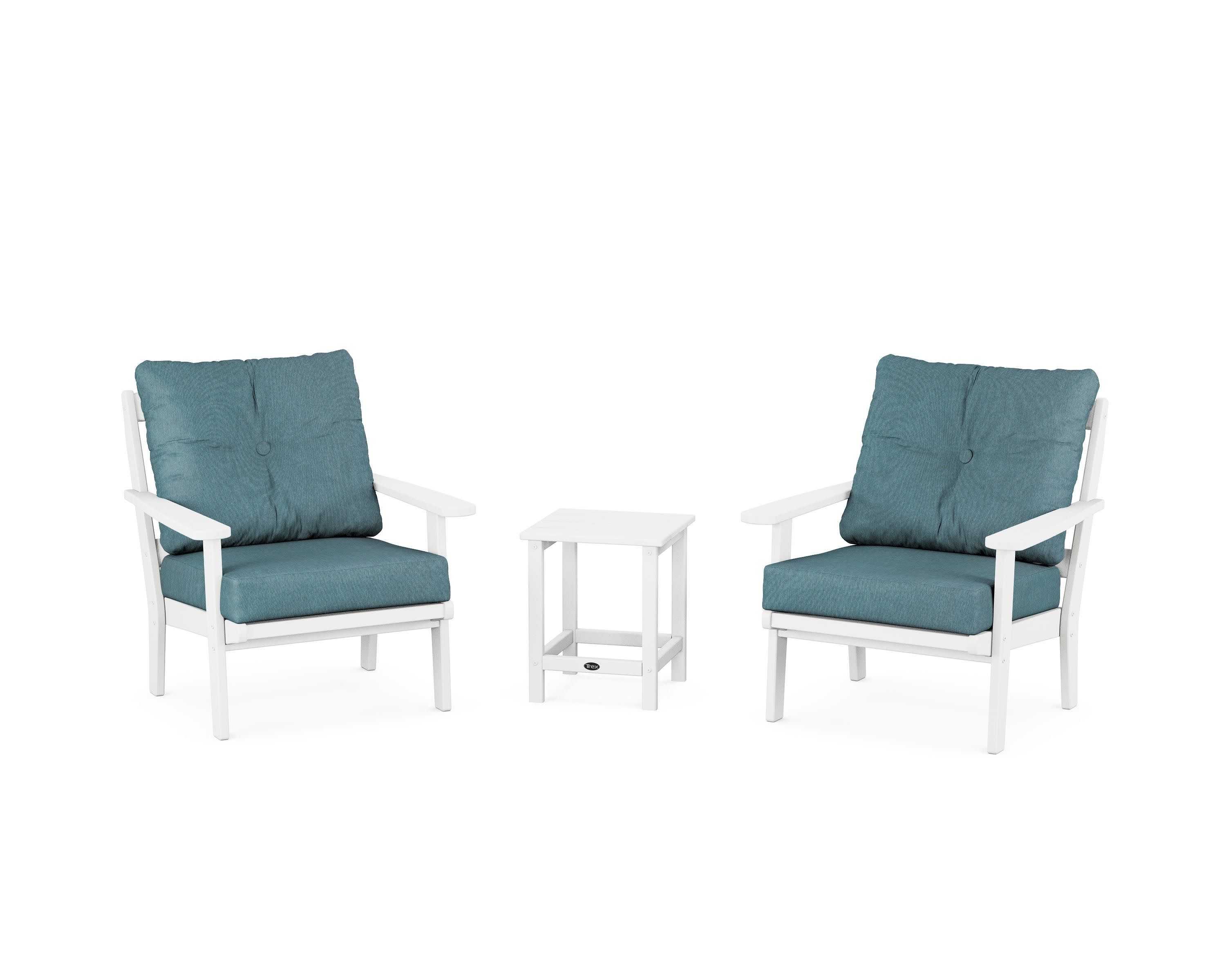 Cape Cod 3-Piece Deep Seating Set in Classic White / Ocean Teal