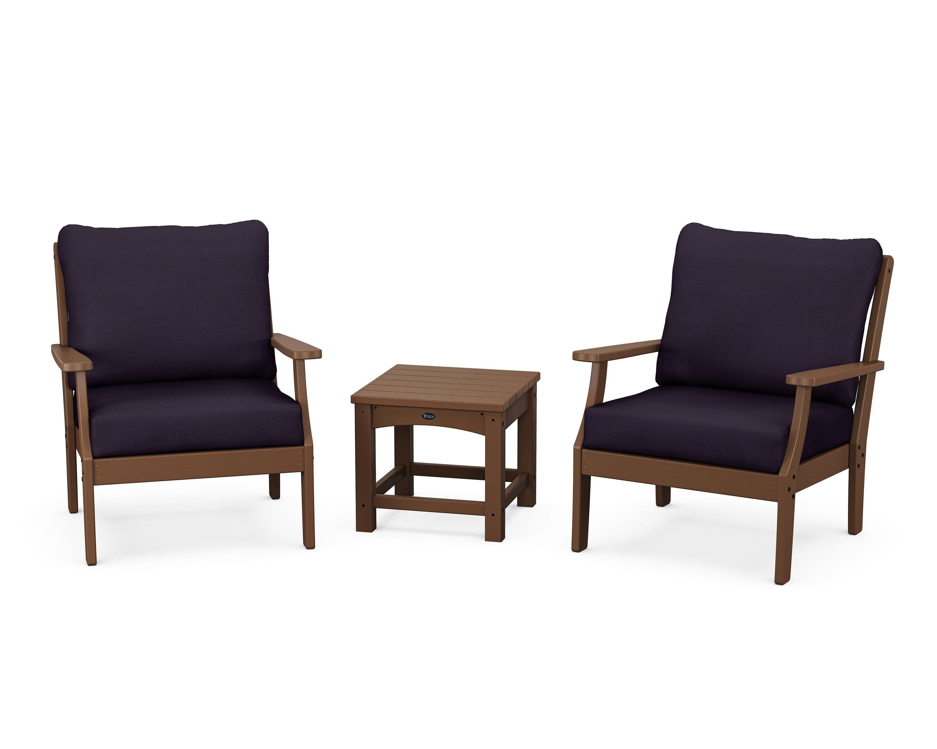 Yacht Club 3-Piece Deep Seating Set in Tree House / Navy Linen