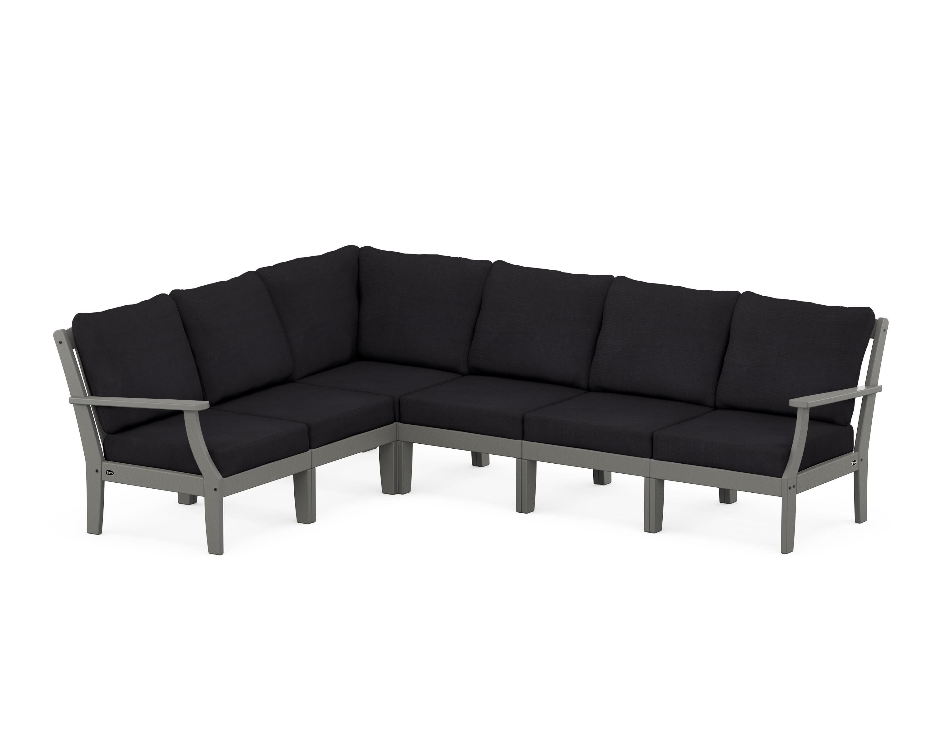 Yacht Club Modular 6-Piece Deep Seating Set in Stepping Stone / Midnight Linen