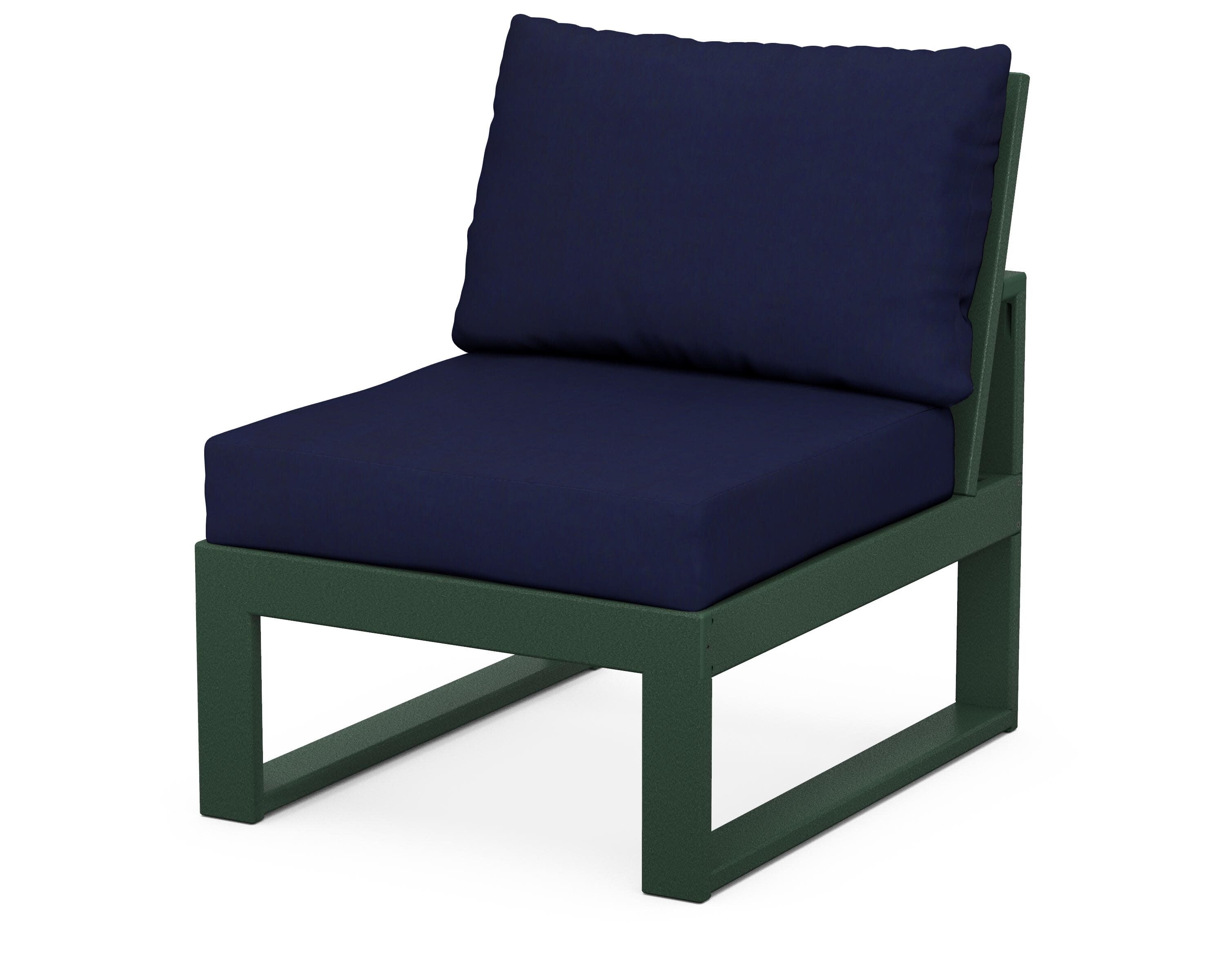 Modular Armless Chair in Green / Navy