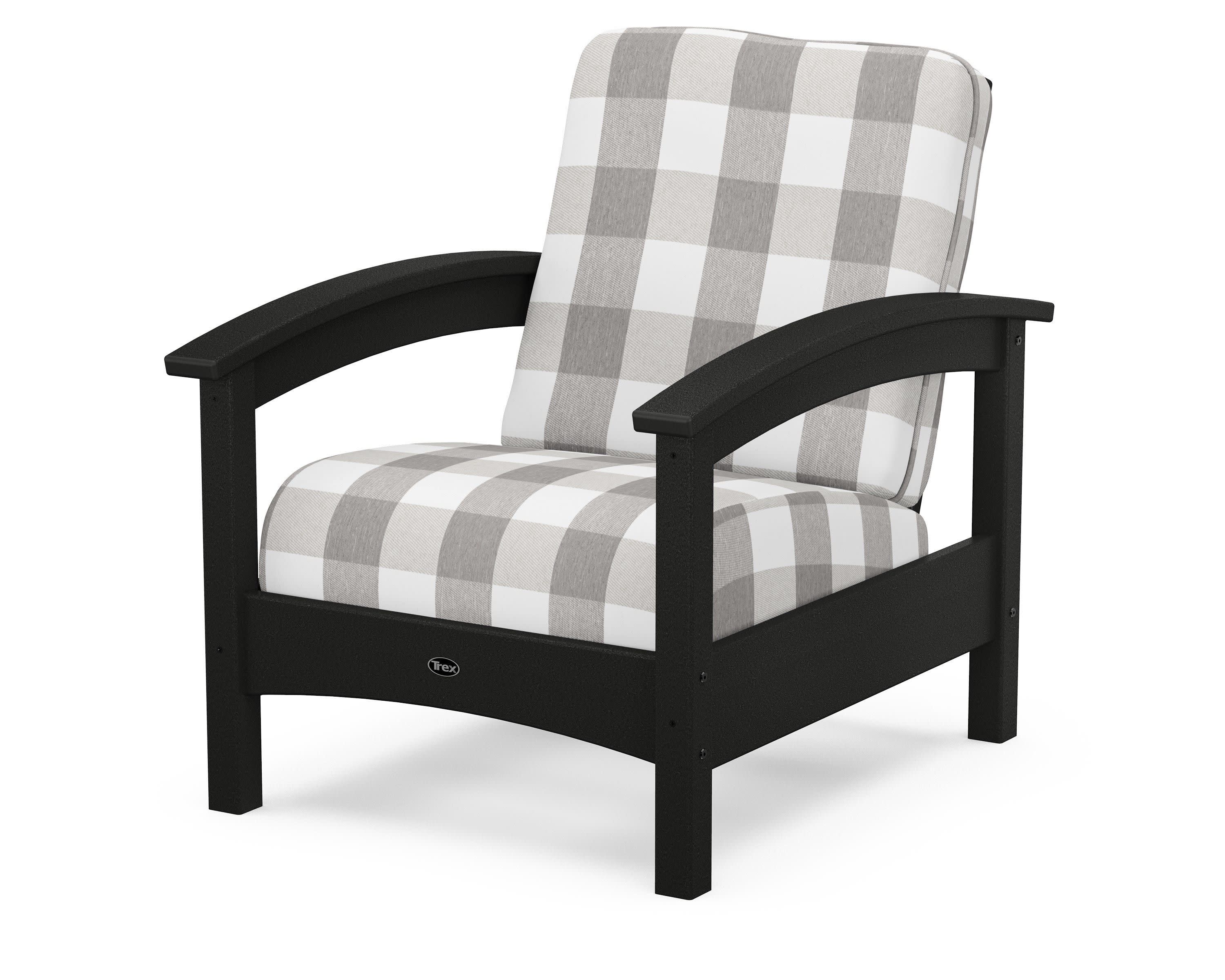 Rockport Club Chair in Charcoal Black / Buffalo Plaid Grey Mist