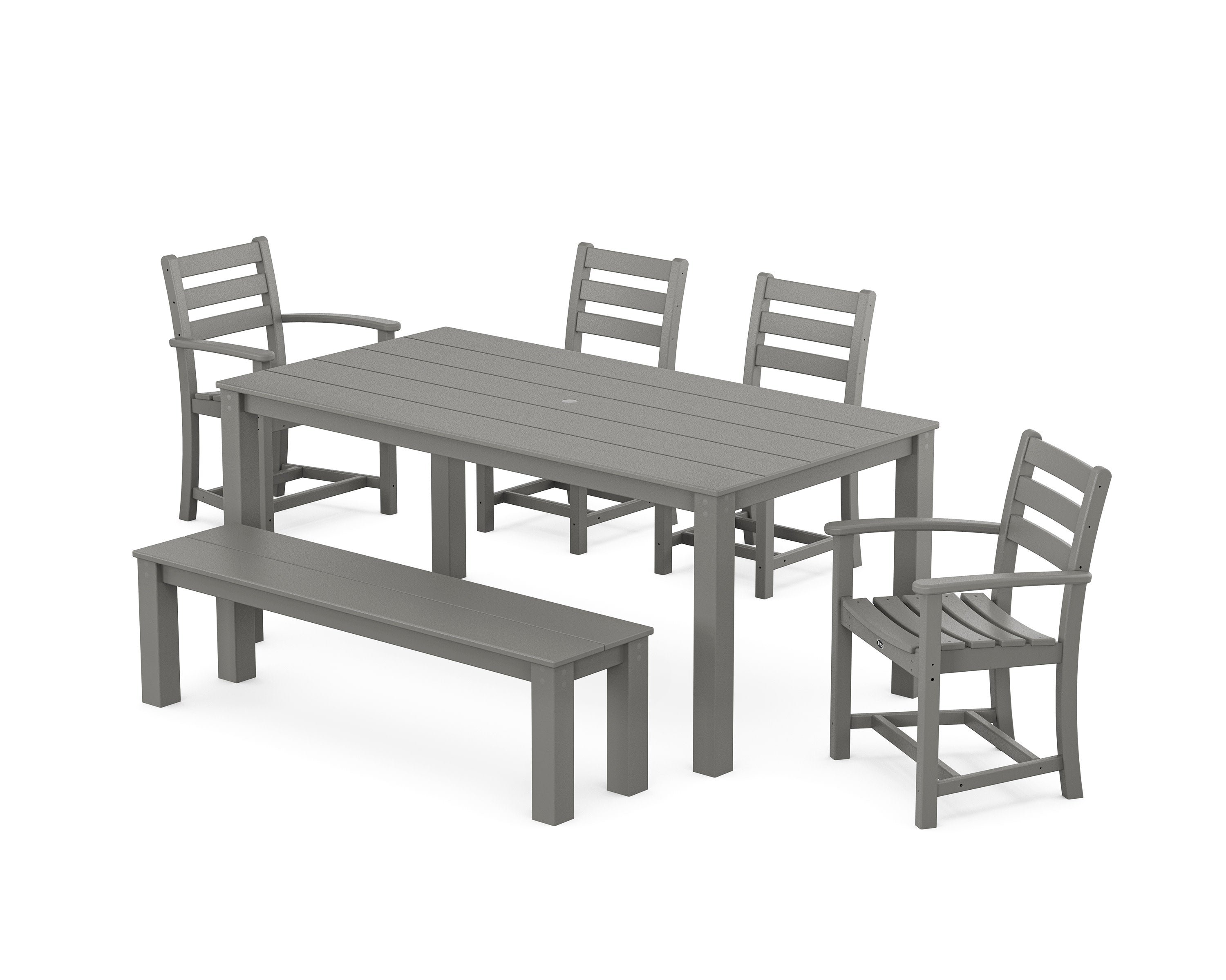 Monterey Bay 6-Piece Parsons Dining Set with Bench in Stepping Stone