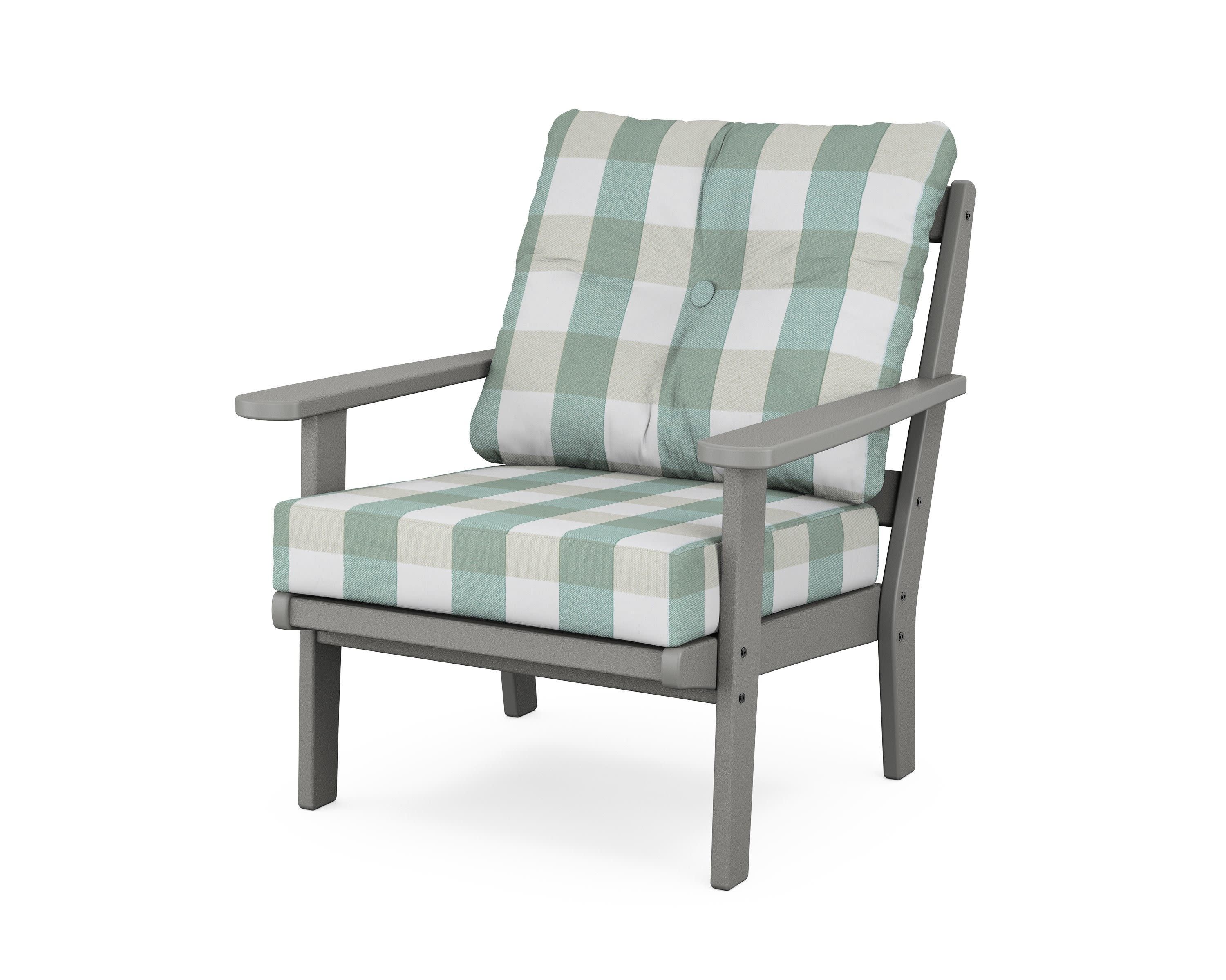 Cape Cod Deep Seating Chair in Stepping Stone / Buffalo Plaid Glacier Spa