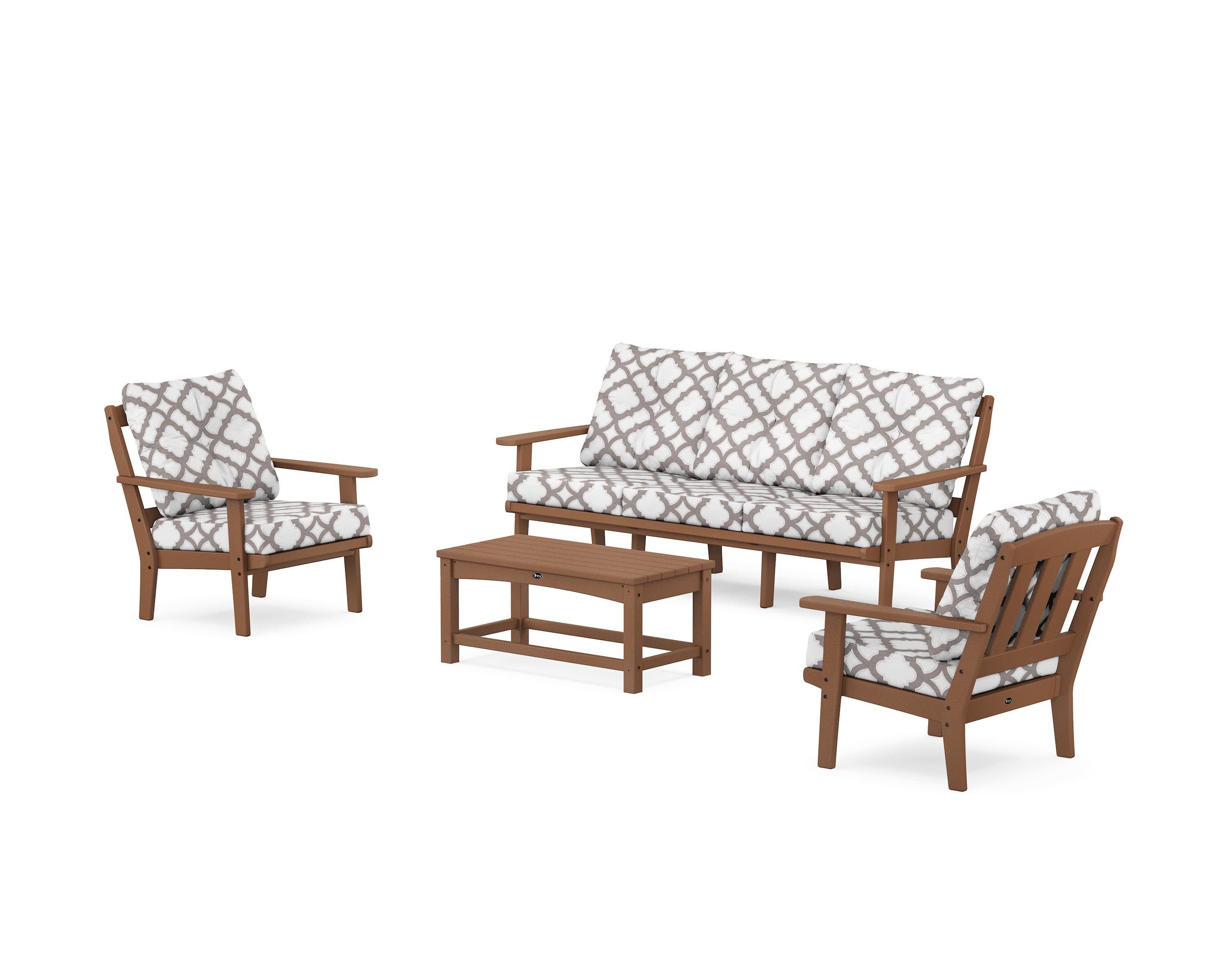 Cape Cod 4-Piece Deep Seating Set with Sofa in Tree House / Trellis Grey Mist