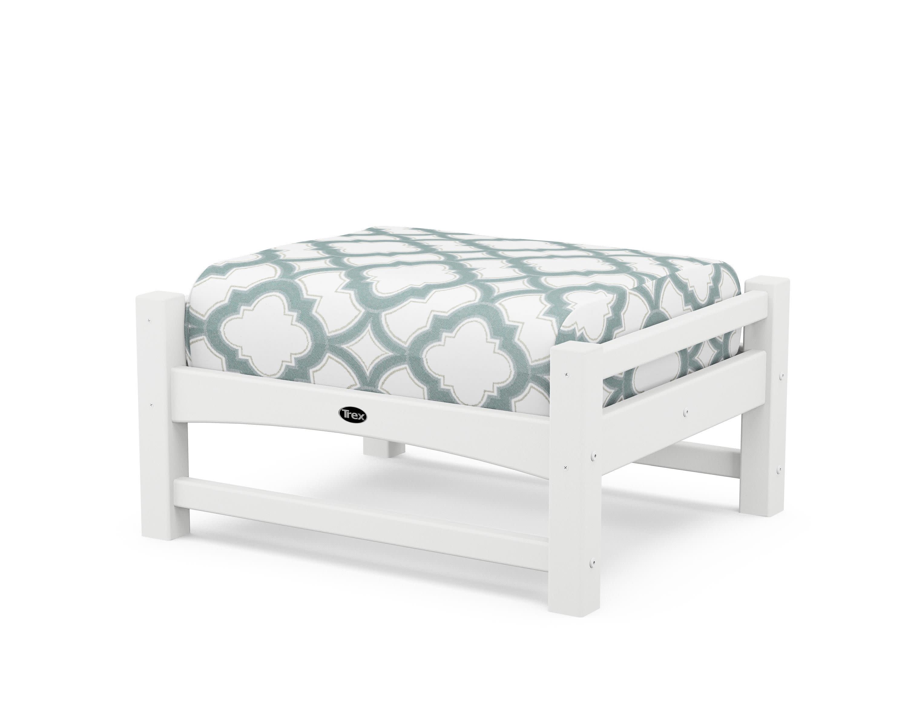 Rockport Club Ottoman in Classic White / Trellis Glacier Spa