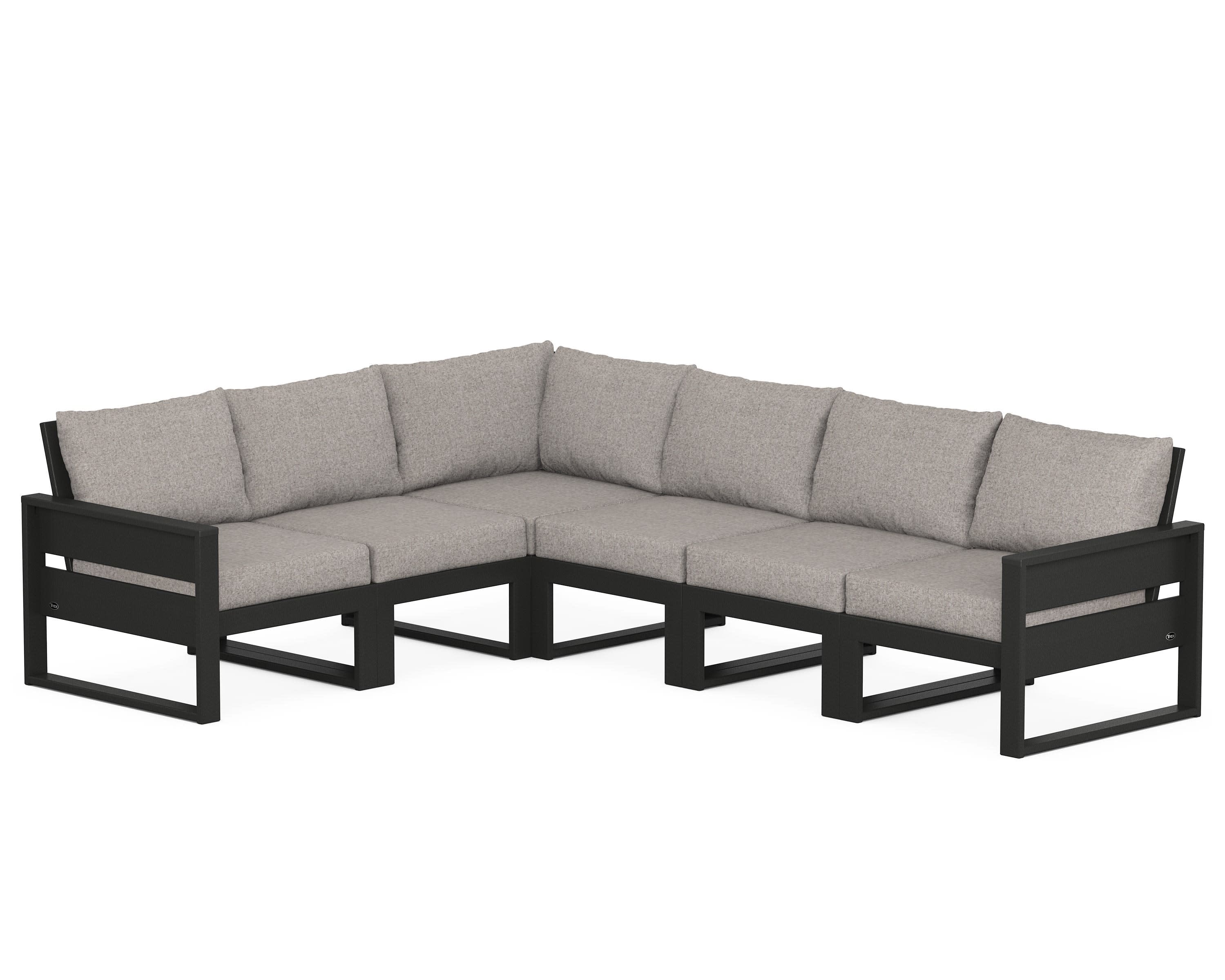 Eastport 6-Piece Sectional in Charcoal Black / Weathered Tweed