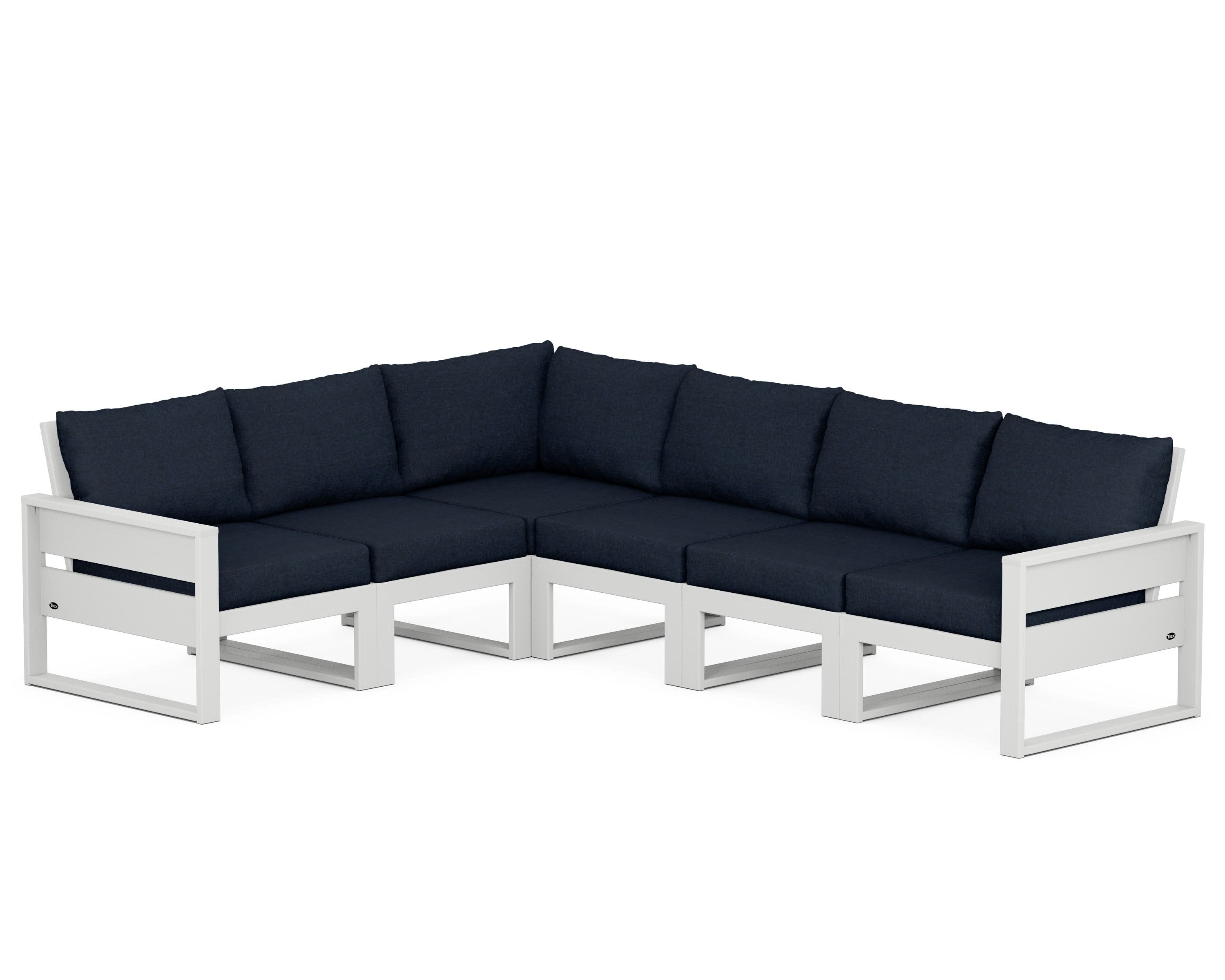Eastport 6-Piece Sectional in Classic White / Marine Indigo