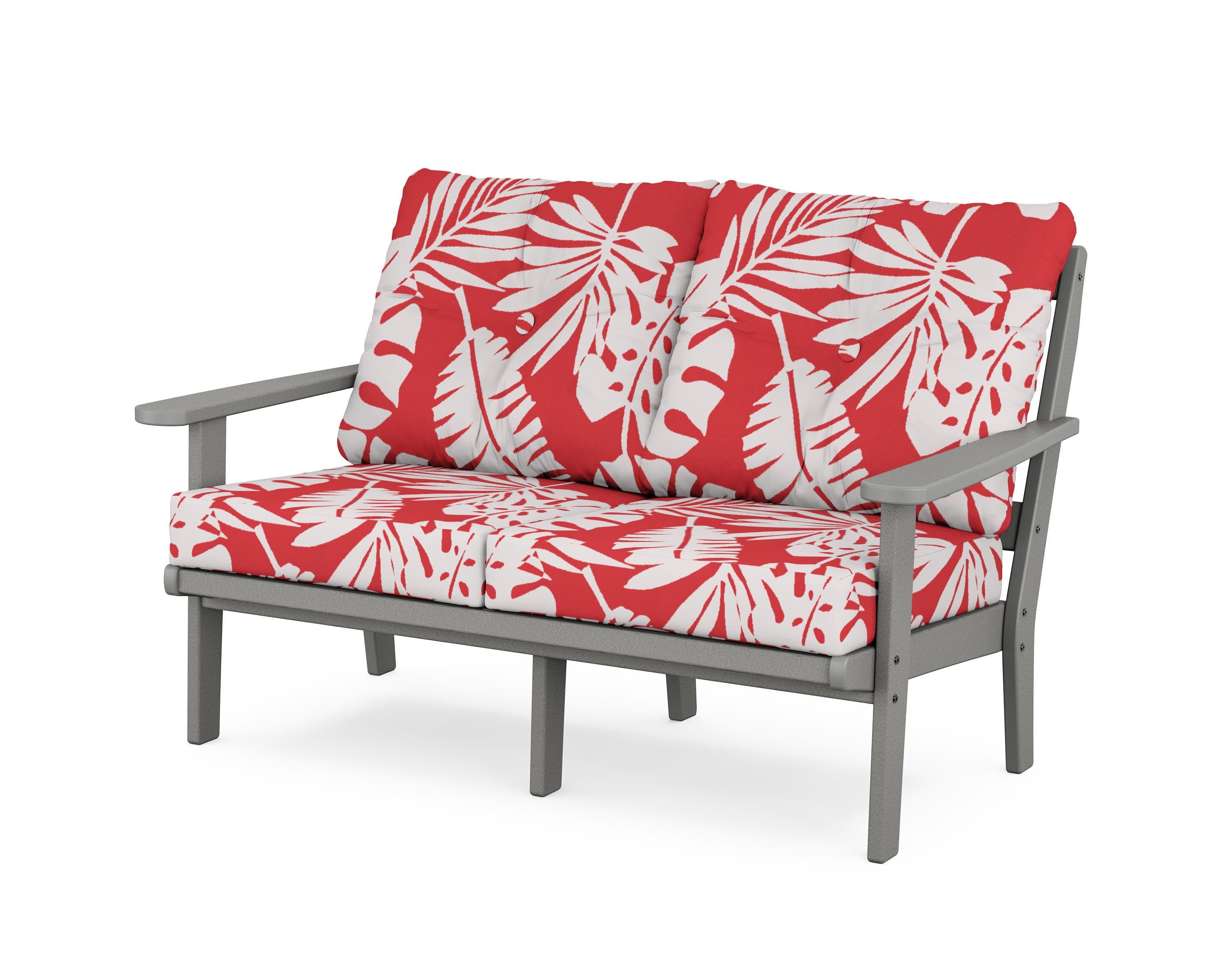Cape Cod Deep Seating Loveseat in Stepping Stone / Leaf Crimson