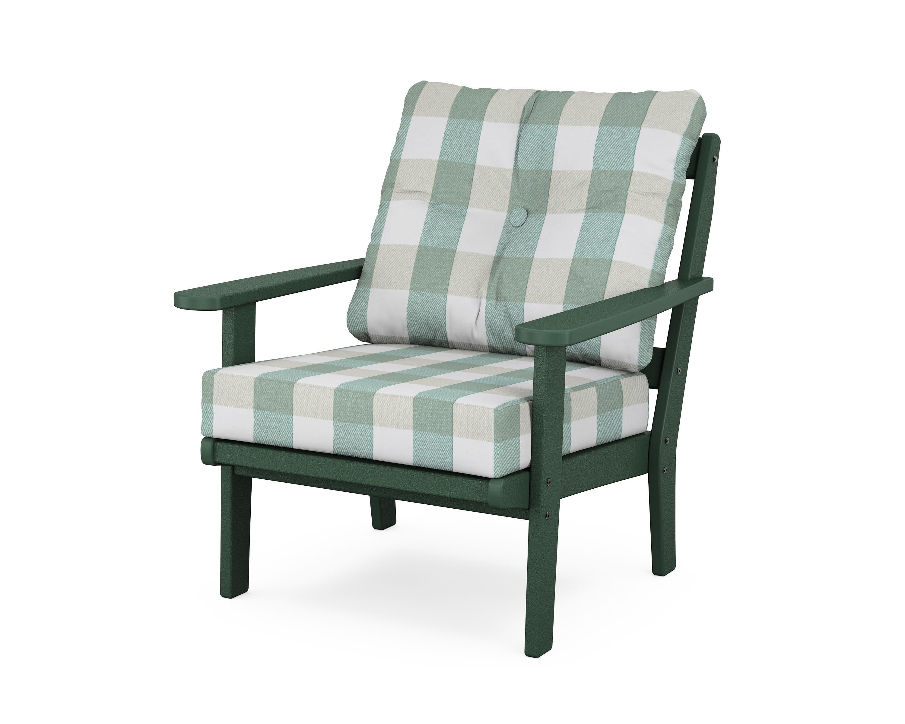 Cape Cod Deep Seating Chair in Rainforest Canopy / Buffalo Plaid Glacier Spa