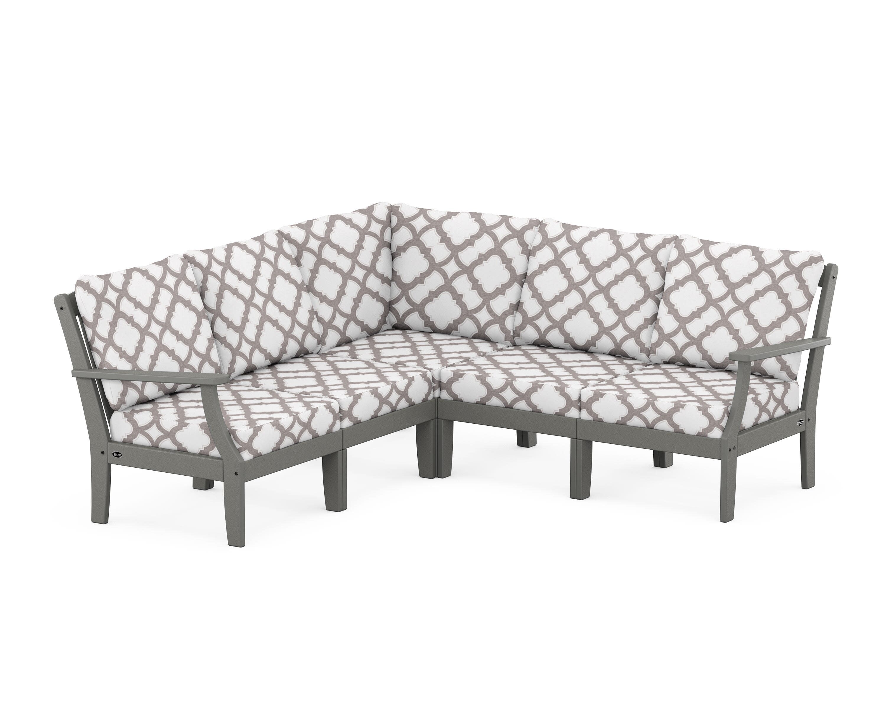 Yacht Club Modular 5-Piece Deep Seating Set in Stepping Stone / Trellis Grey Mist