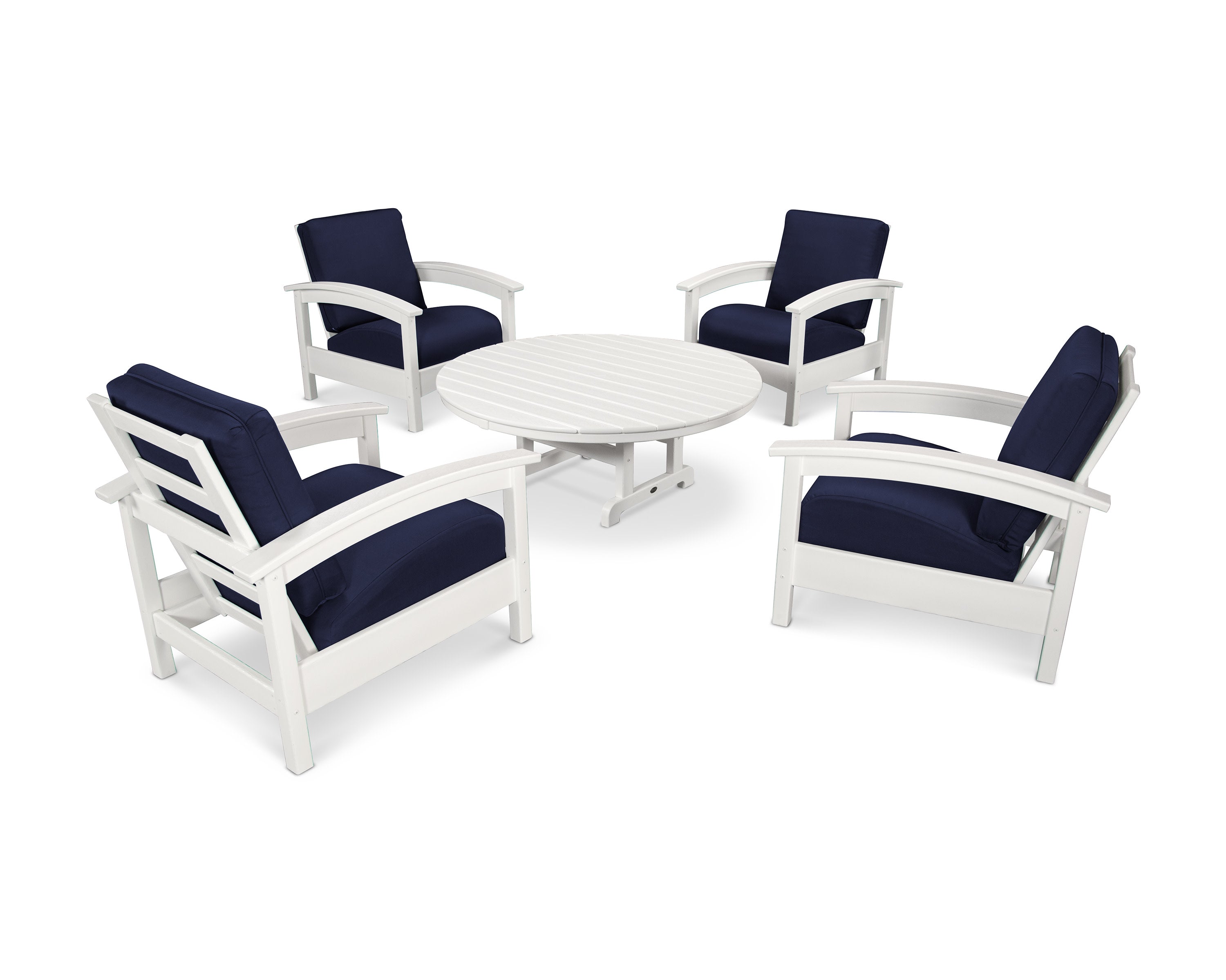 Rockport 5-Piece Deep Seating Set in Classic White / Navy